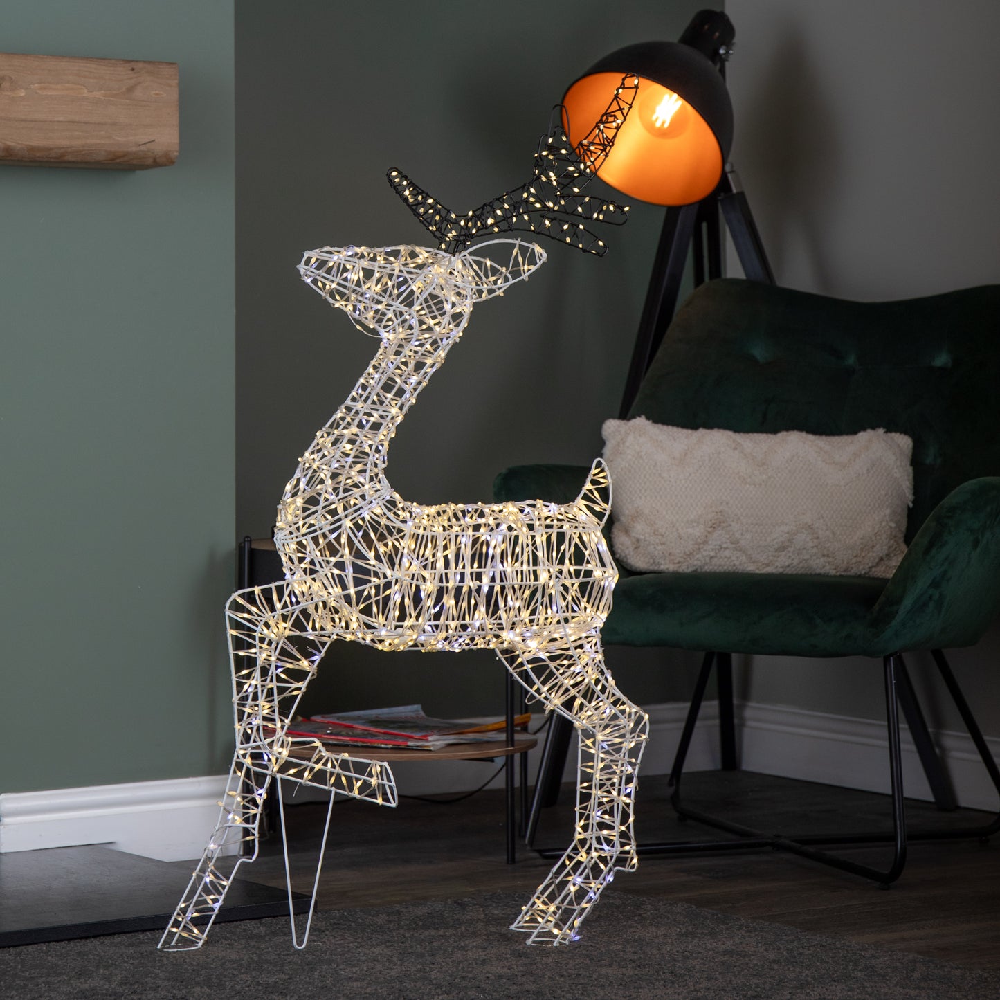 1.1m Light up FlexiBrights Christmas Reindeer with 1370 White and Warm White LEDs