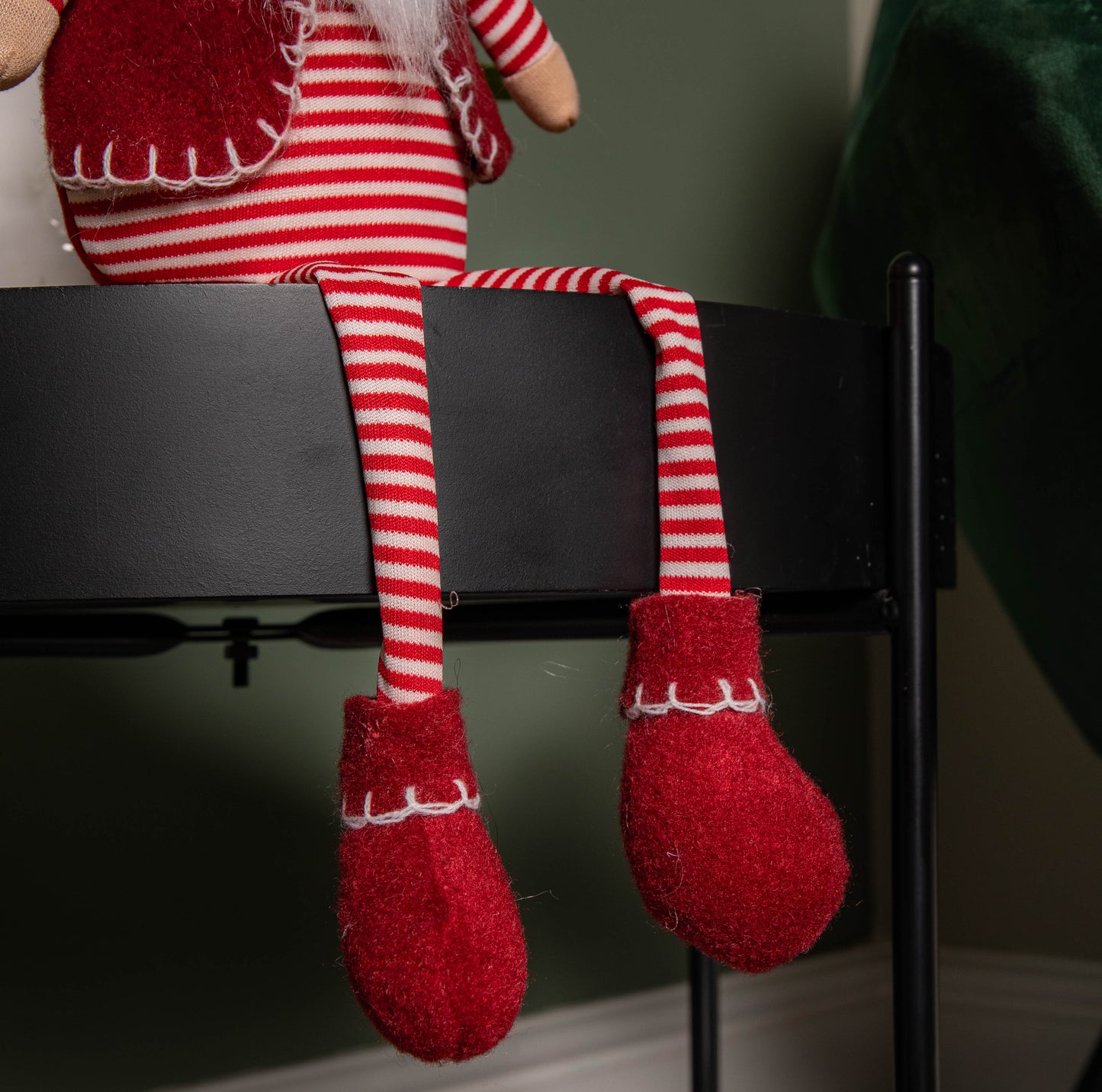 50cm Red and White Stripe Sitting Christmas Gonk Decoration with Dangly Legs