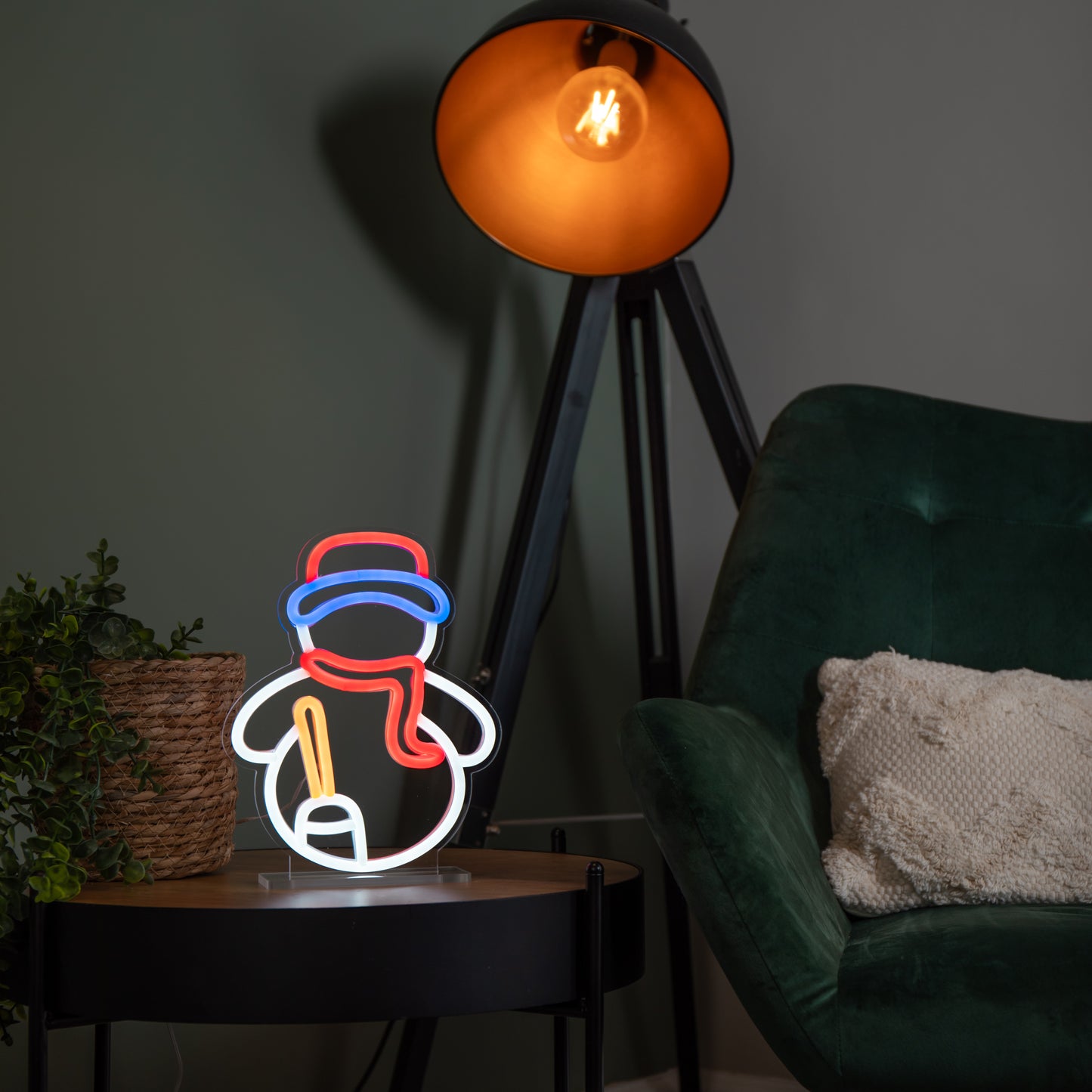 24cm Light up Christmas Snowman Table Top Neon Sign