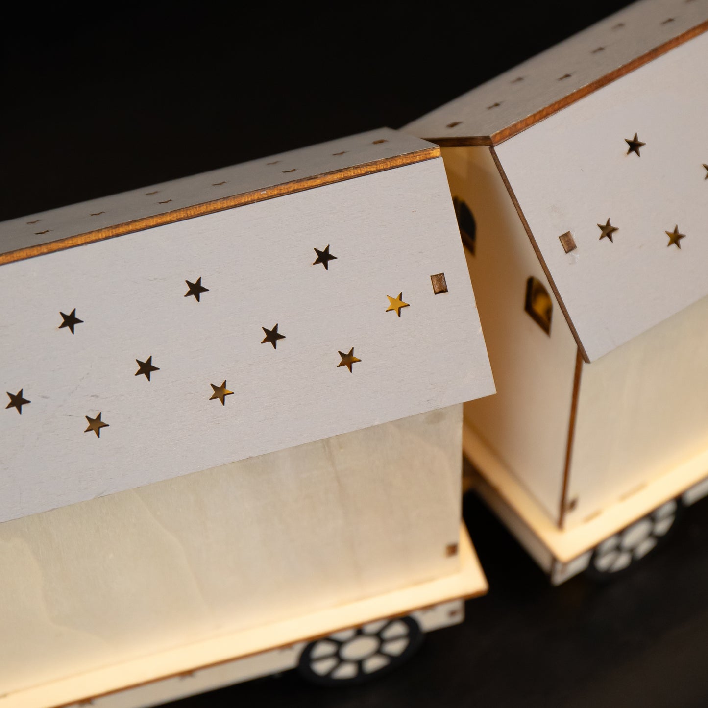 16cm LED Battery Operated Indoor Wooden Christmas Train & Carriages Scene