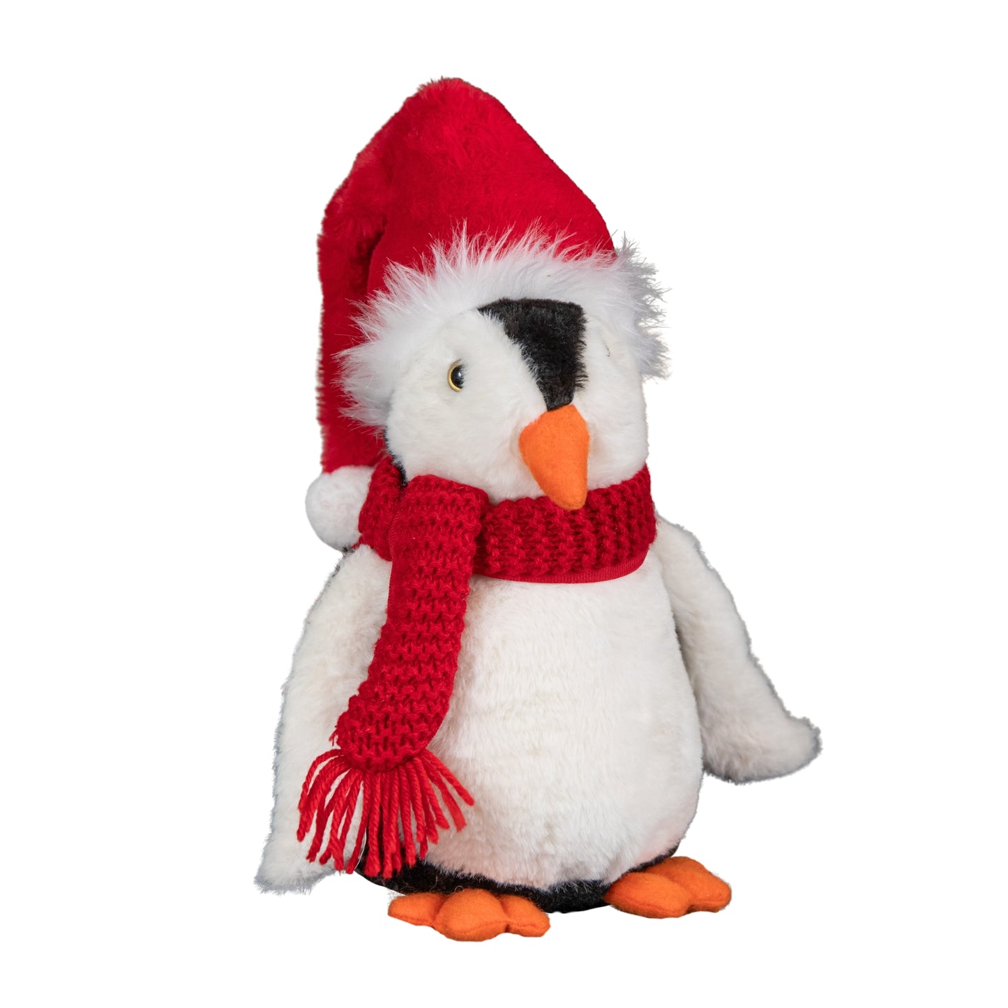 22cm Soft Cuddly Puppa Penguin Christmas Decoration with Santa Hat