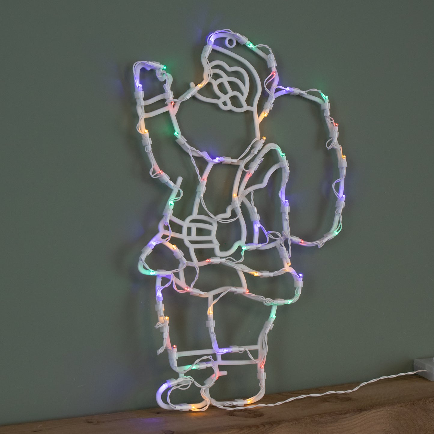44cm Battery Powered Light up Hanging Christmas Santa with Multi-Coloured Multi-Action LEDs