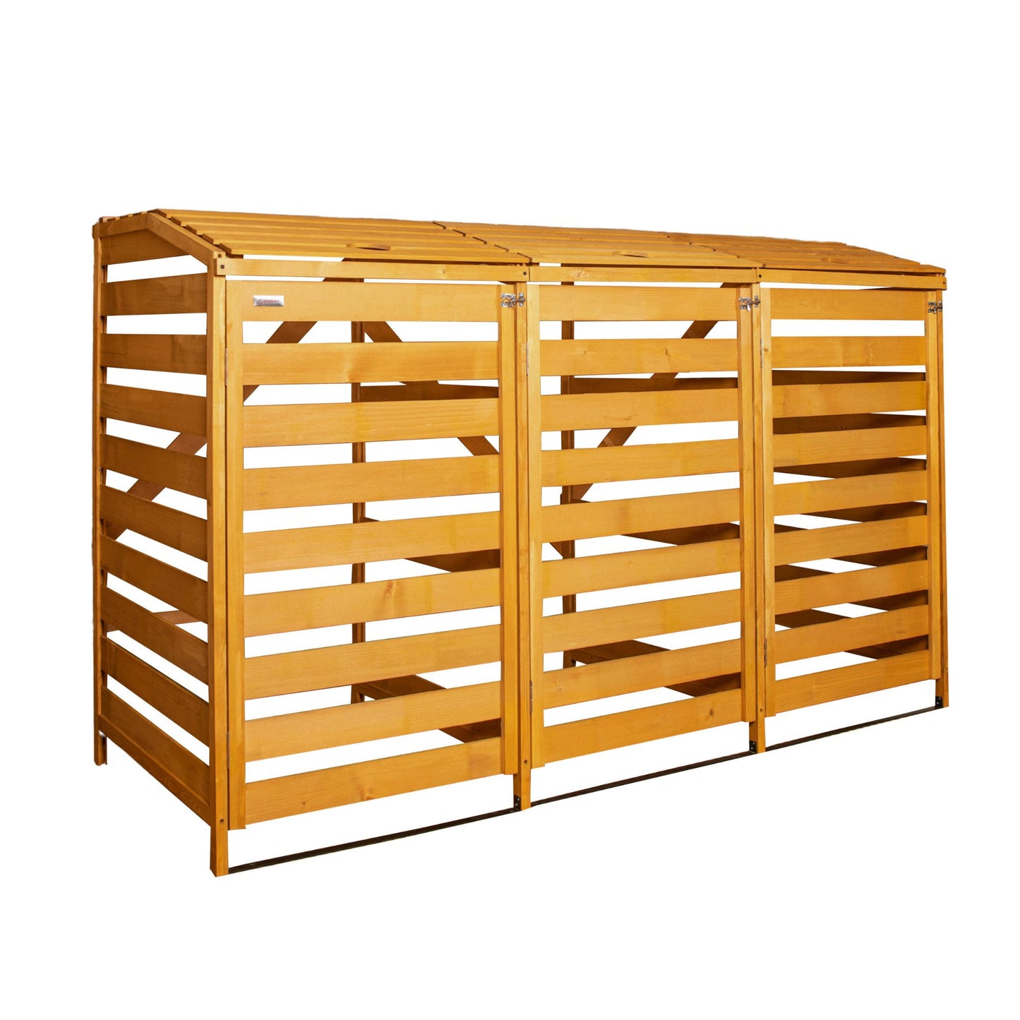 1.99m x 1.25m Large Wooden Outdoor Garden Triple Wheelie Bin Store Storage for 3 Bins