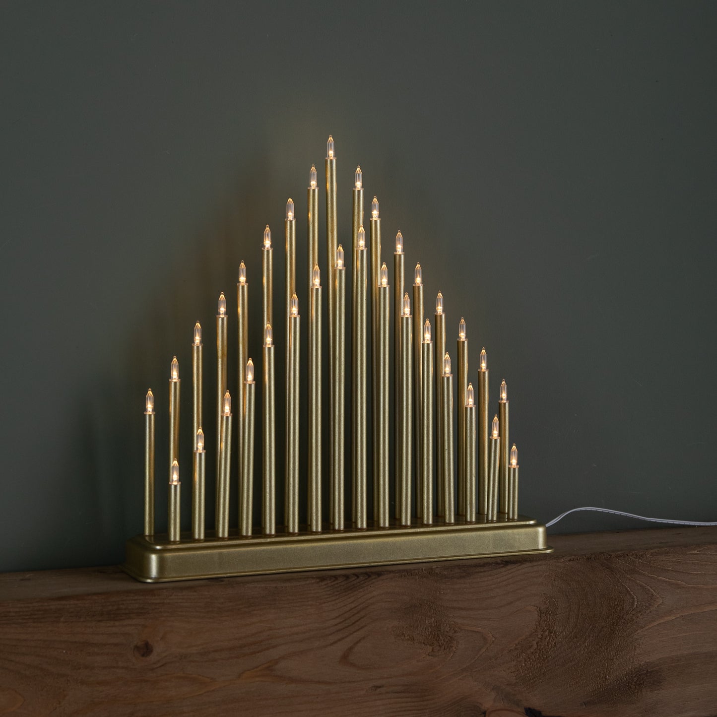 36cm Light up Gold Christmas Candlebridge with 33 Warm White LEDs