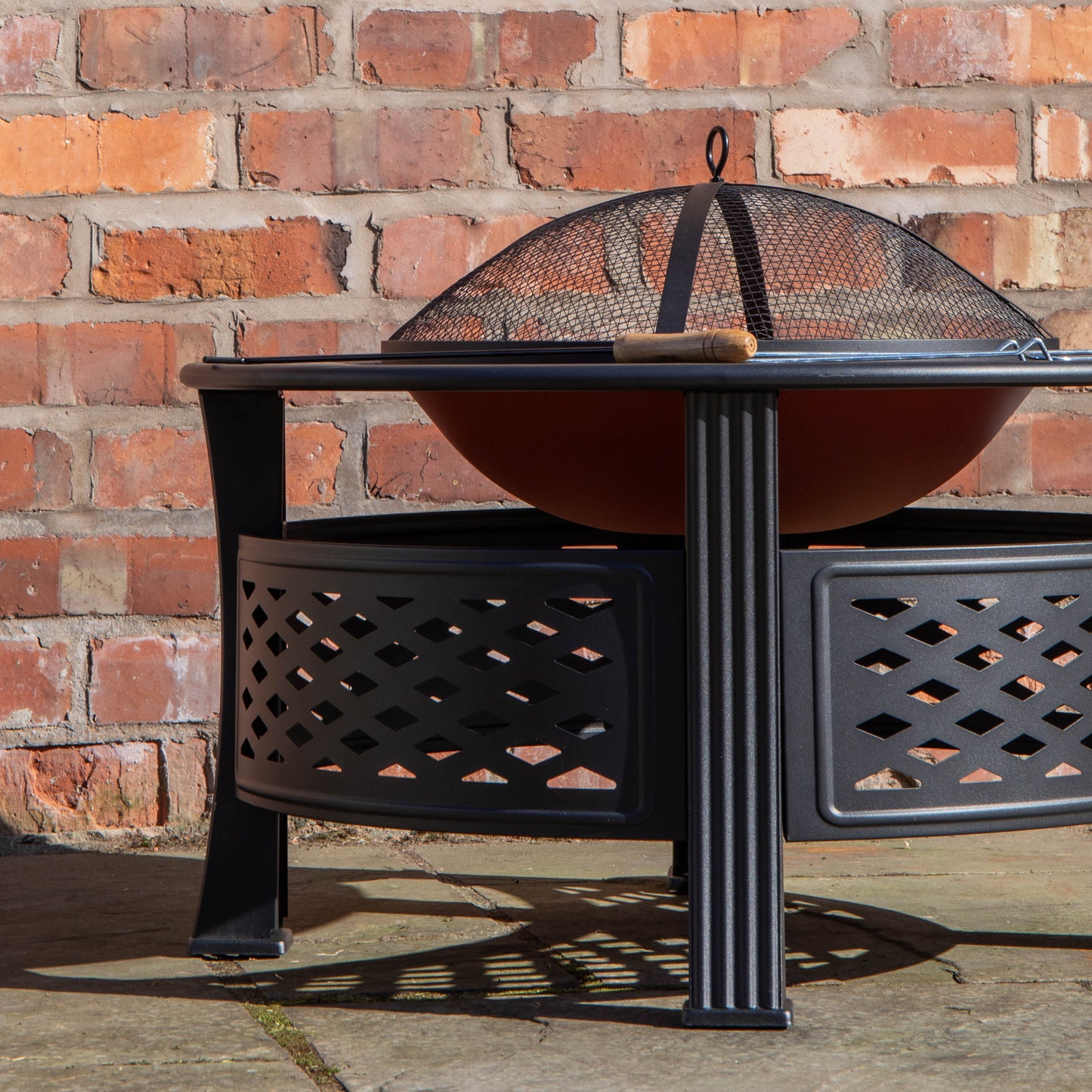 Samuel Alexander 80x58cm Black Steel Garden Patio Firepit Heater BBQ with Cover