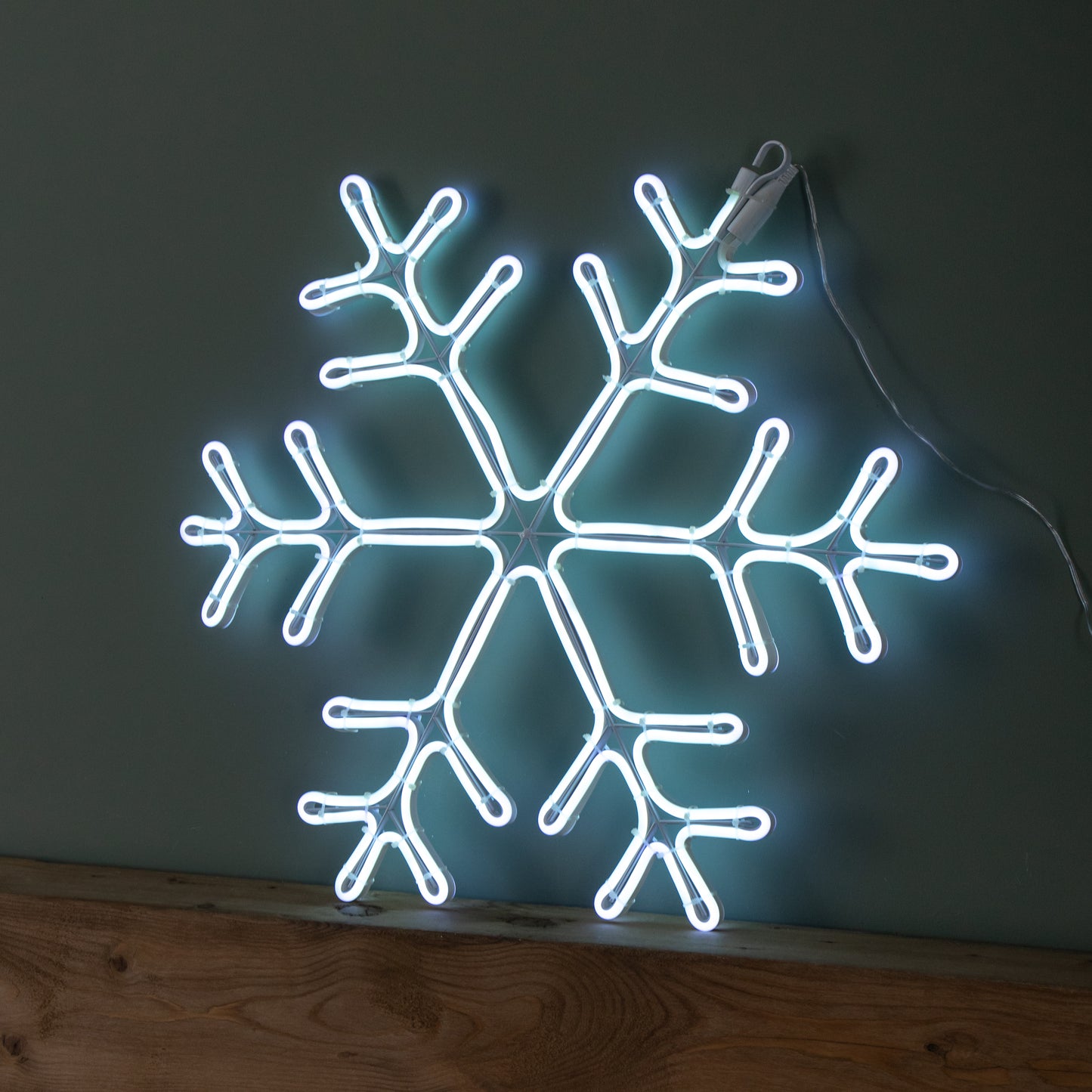 59cm x 56cm Light up Neon Flex Christmas Snowflake with Blue & White LEDs