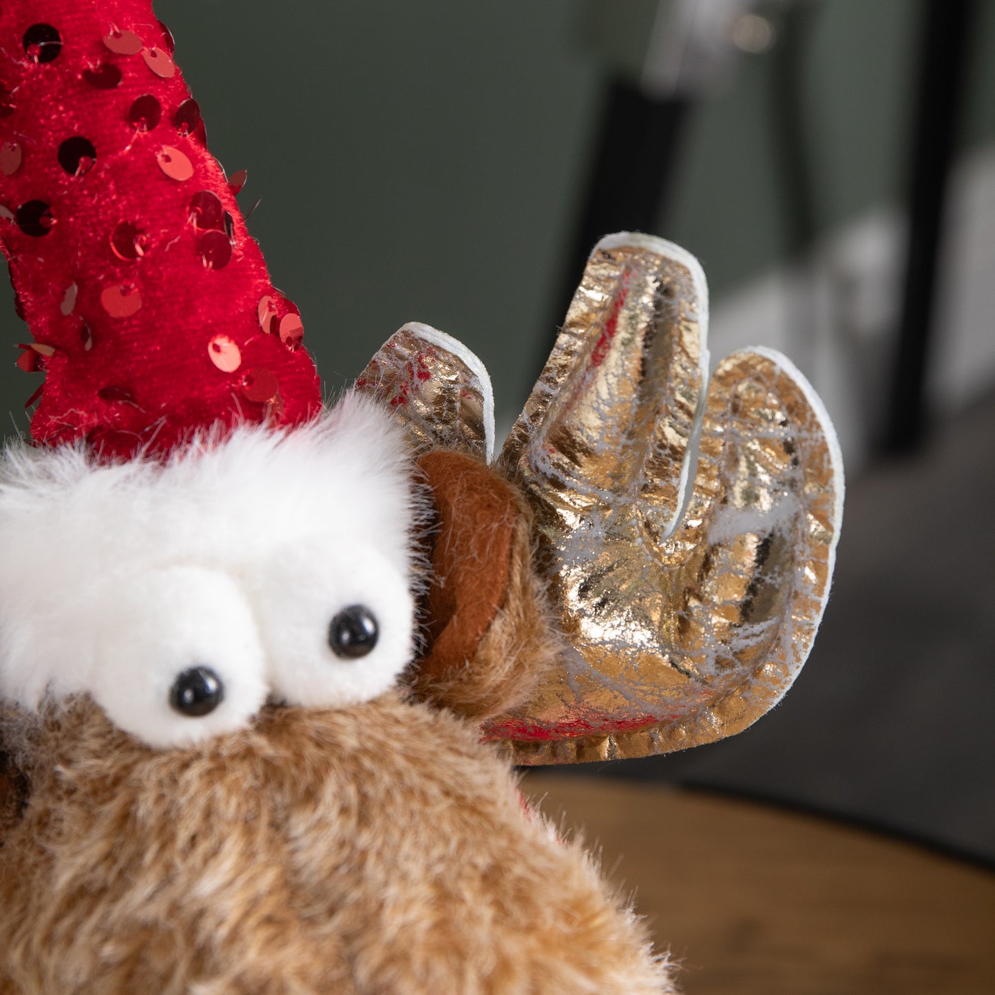 35cm Sitting Plush Golden Prancer Christmas Reindeer Decoration