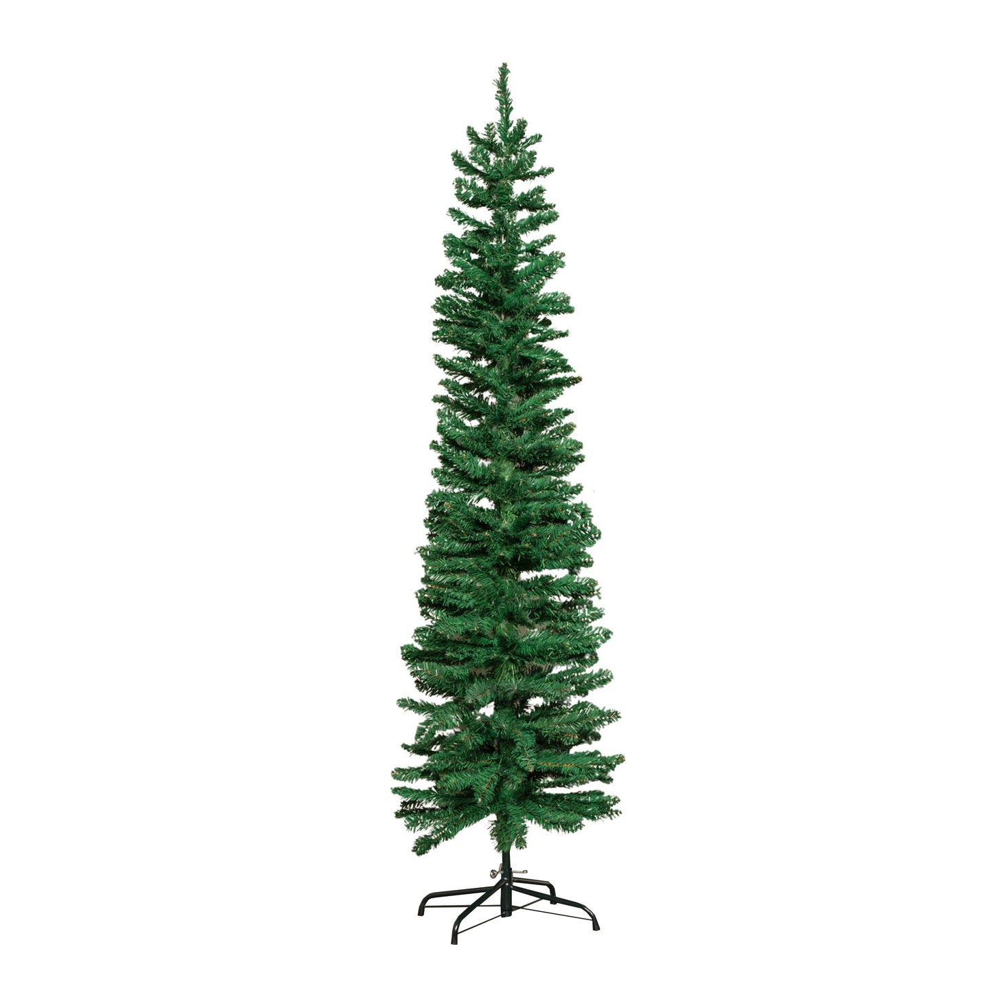 Factory Seconds: 6ft (1.8m) Green Artificial Pencil Christmas Tree With Green Metal Stand and 321 Tips