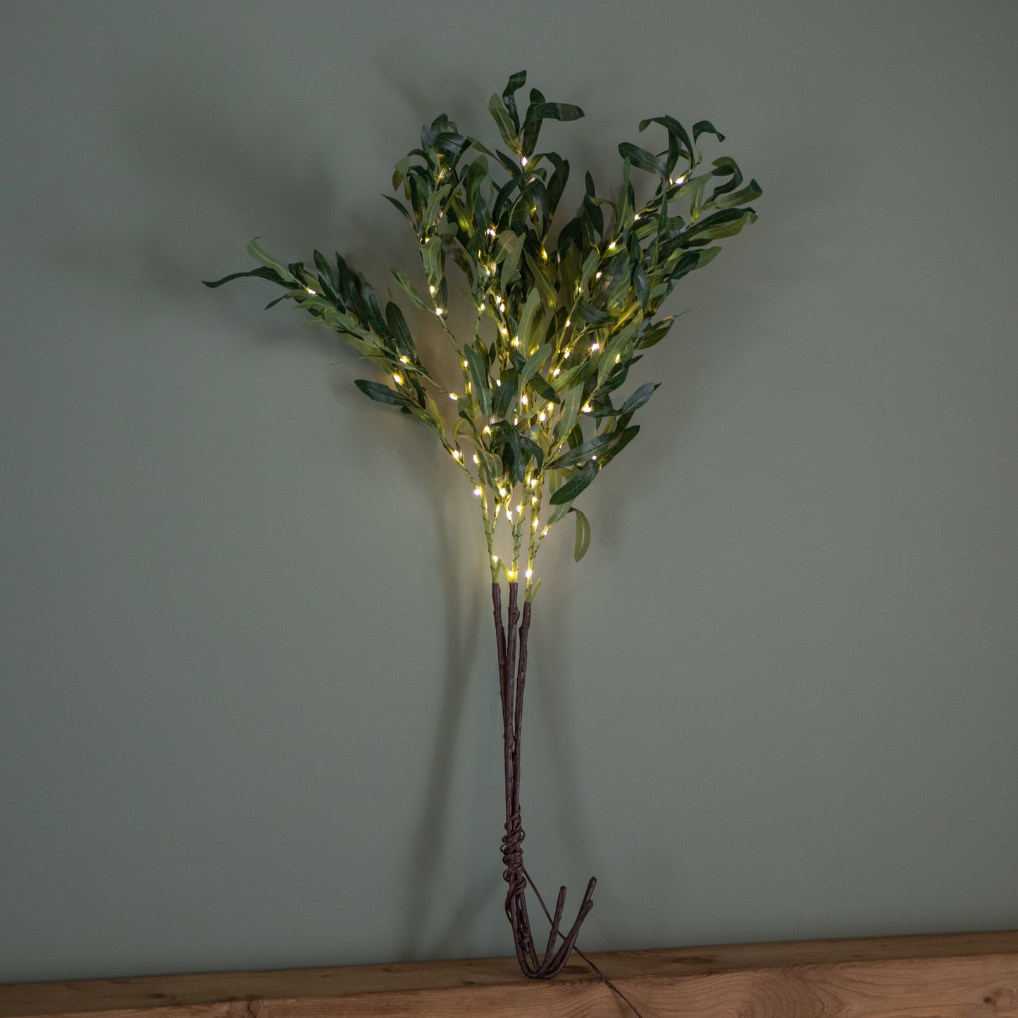 90cm Set of 3 Light up Christmas Mistletoe Twigs with 90 Warm White LEDs (Twigs only)