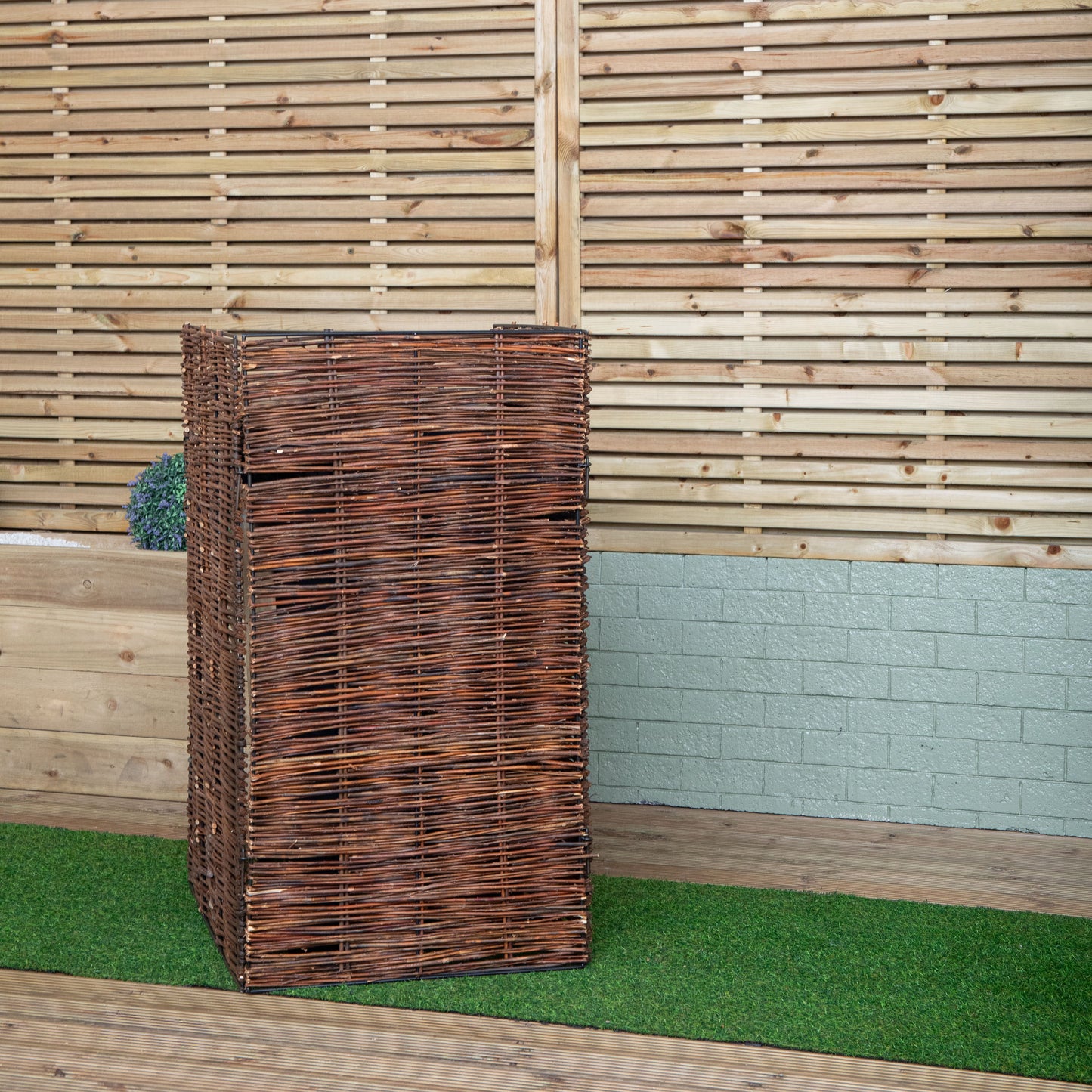 1.16m x 61cm Single Garden Patio Willow Wheelie Bin Screen Hideaway