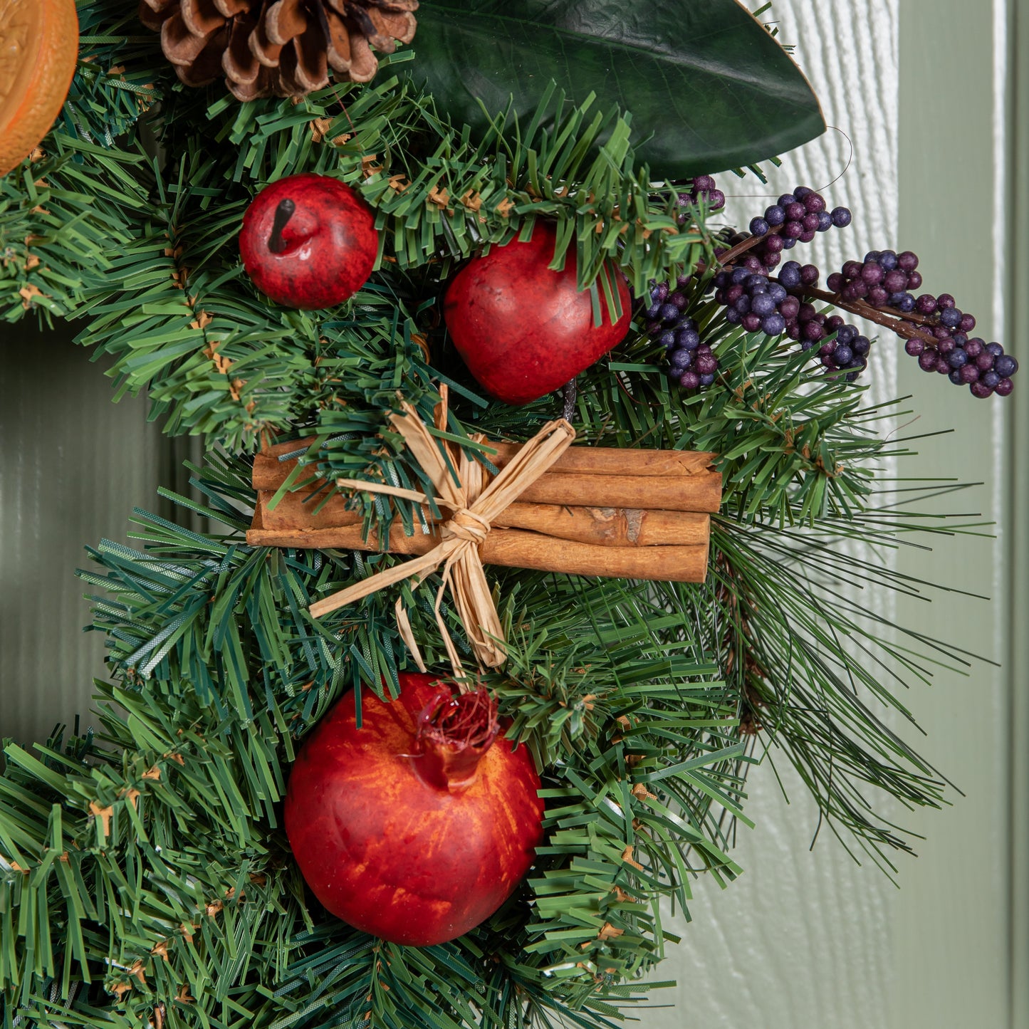40cm Festive Spice Christmas Wreath with Pinecones and Faux Dried Fruit