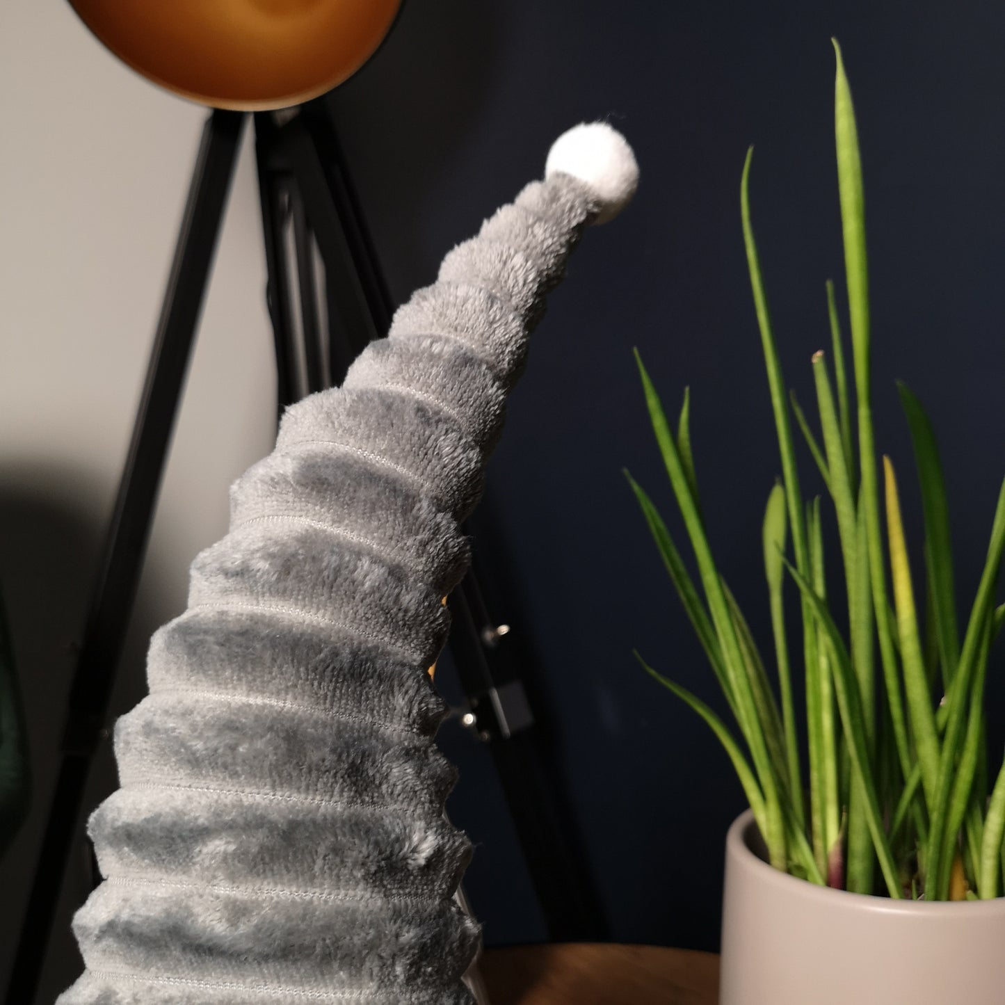 40cm Sitting Plush Christmas Gonk with Grooved Hat in Grey