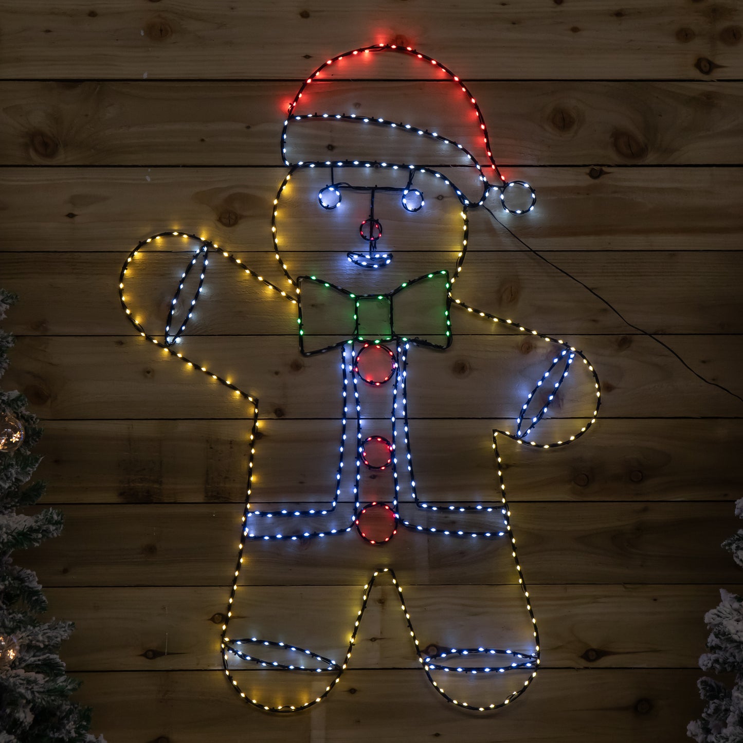 1.2m x 90cm Light up FlexiBright Gingerbread Man Decoration with 456 Twinkling Multi-Coloured LEDs