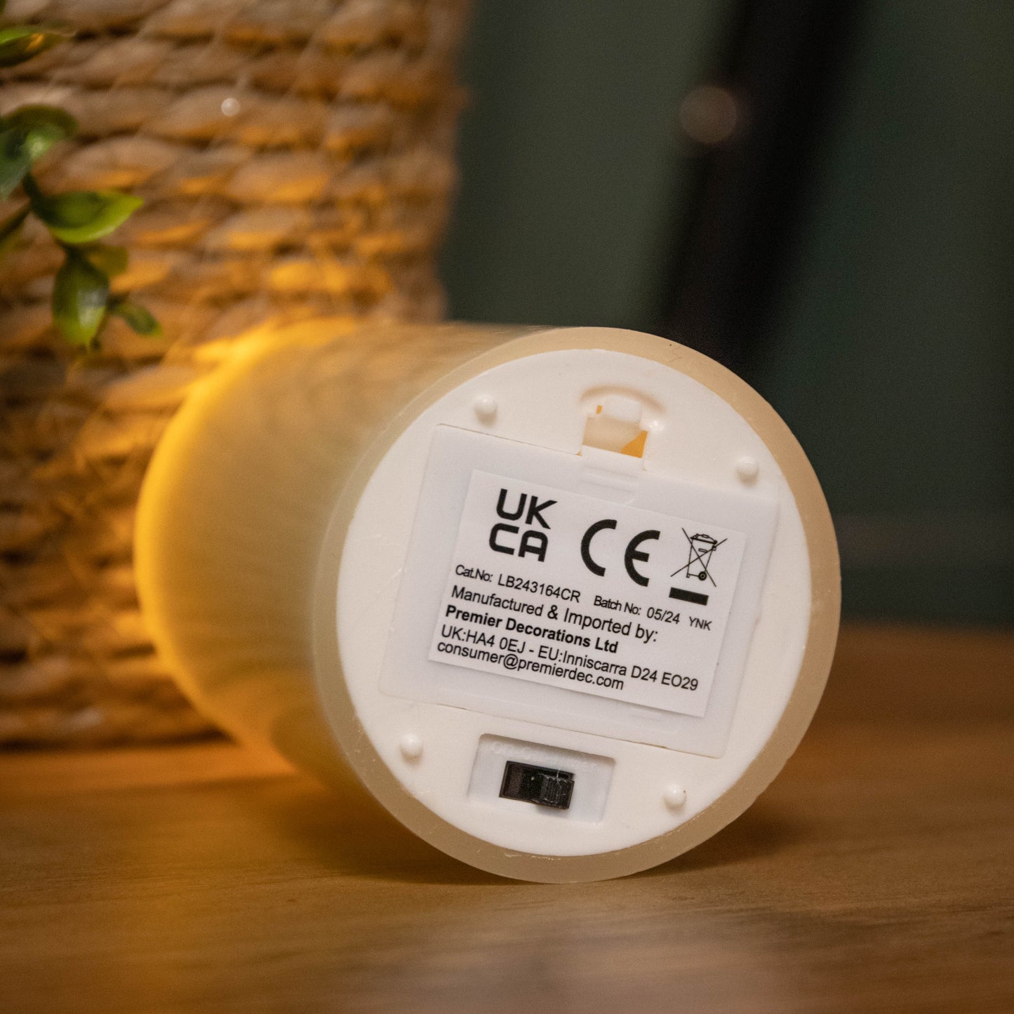 7.5cm x 10cm Cream Wax Melted Pool Effect Candle with Timer Function and Warm White LED