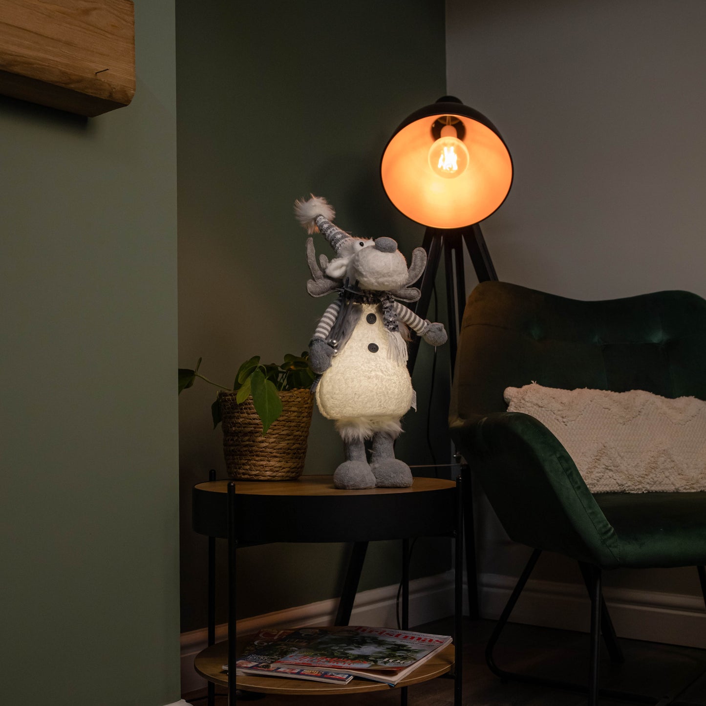 56cm Battery Operated Light up Grey Christmas Standing Reindeer