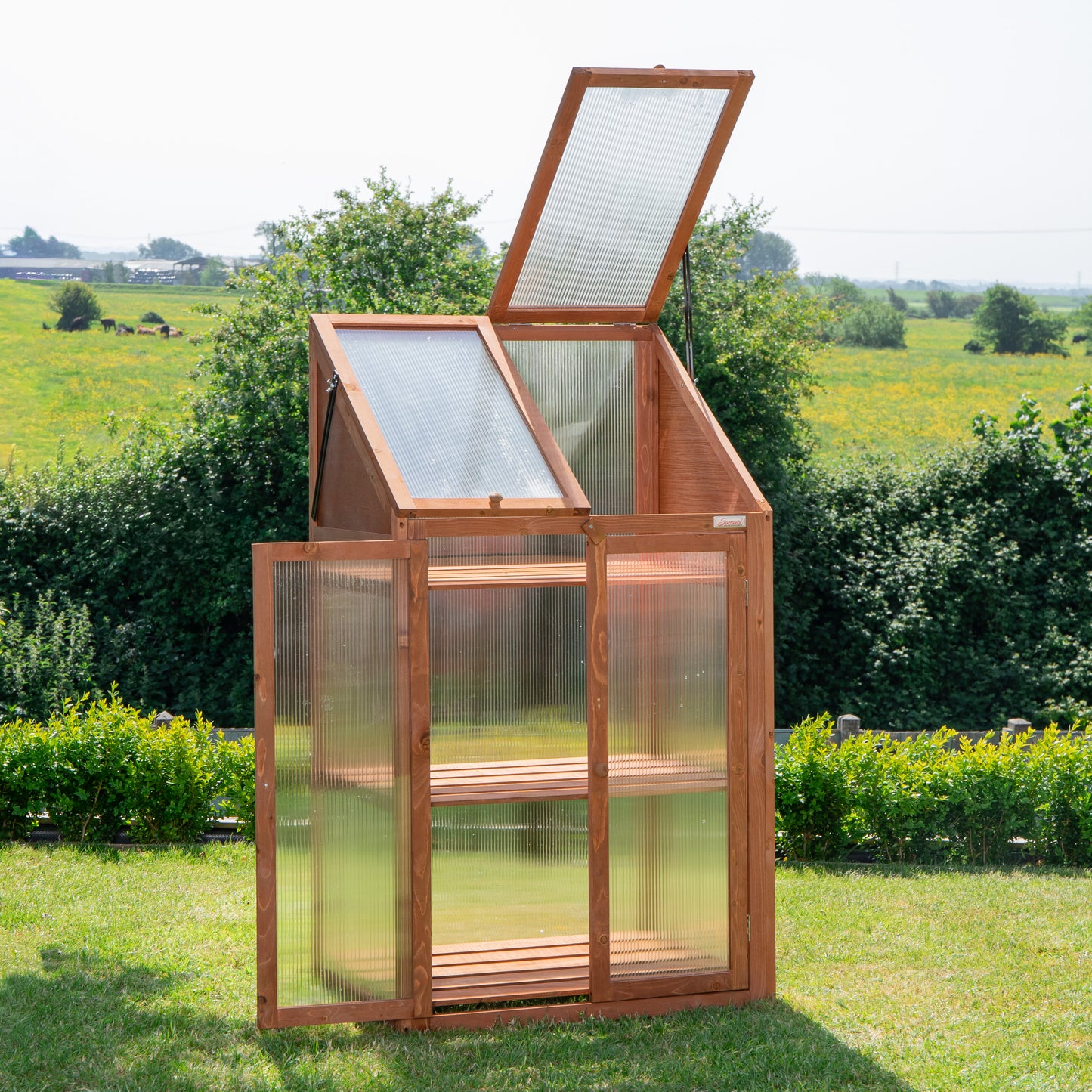 Samuel Alexander Wooden Mini Greenhouse Cold Frame - Small Greenhouse H120 x W69 x D49cm