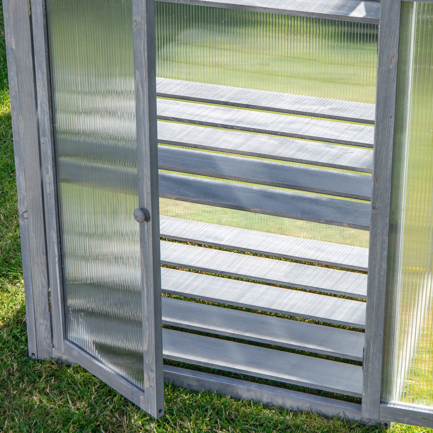 Samuel Alexander Wooden Mini Greenhouse Cold Frame - Small Greenhouse Grey H120 x W69 x D49cm