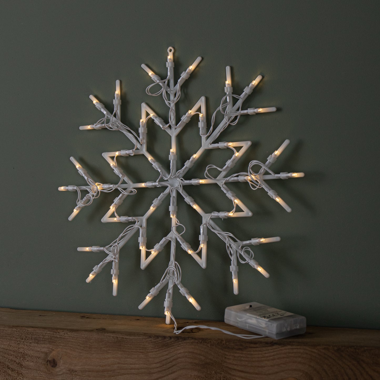 34cm Battery Operated Light up Christmas Snowflake with 50 Warm White LEDs