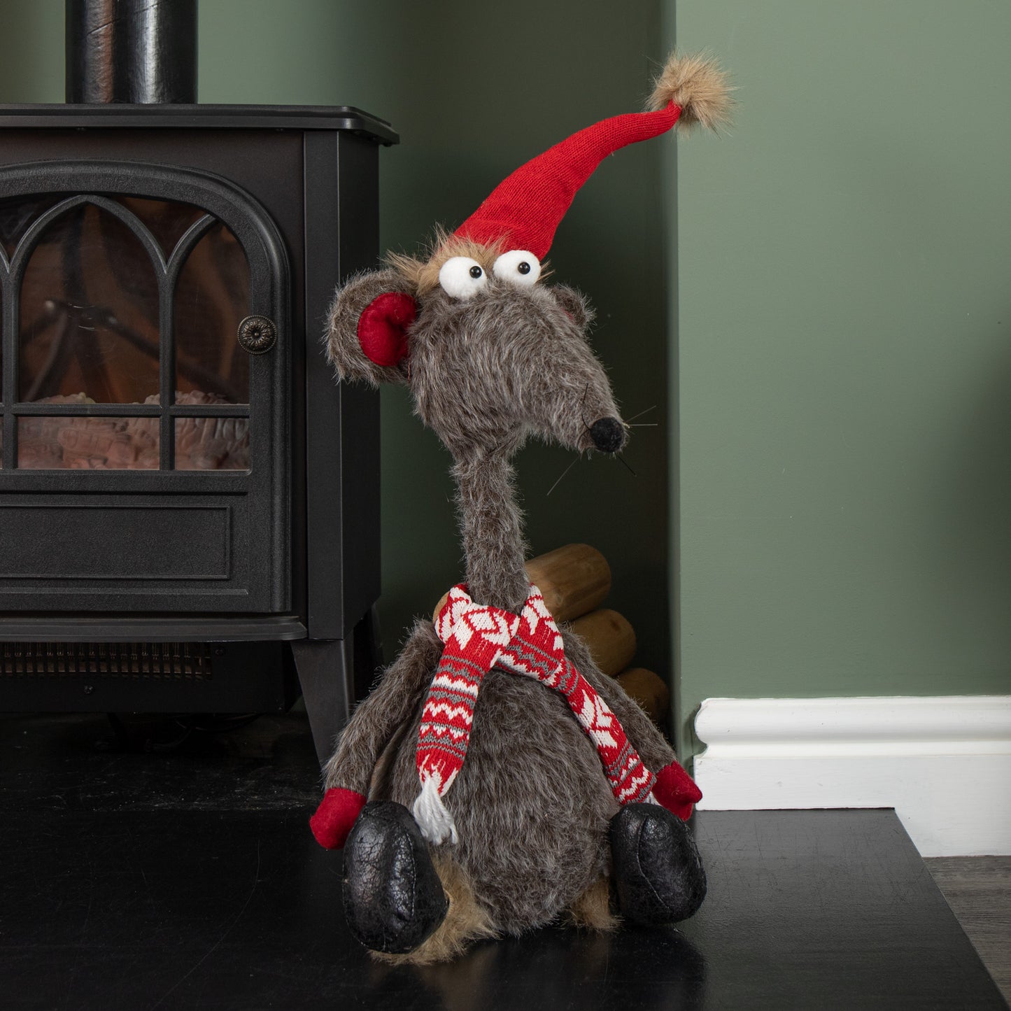 67cm Grey Plush Sitting Rat A Louis Christmas Decoration