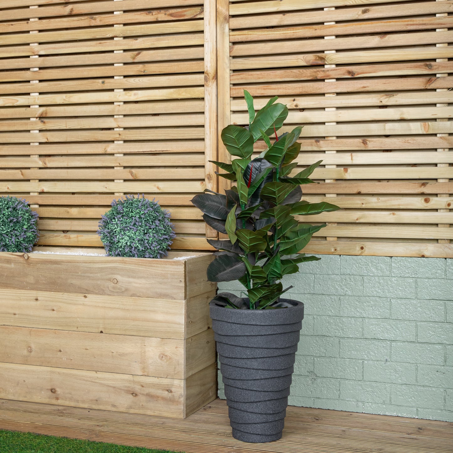 33cm Large Trojan Garden Plant Pot in Dark Grey