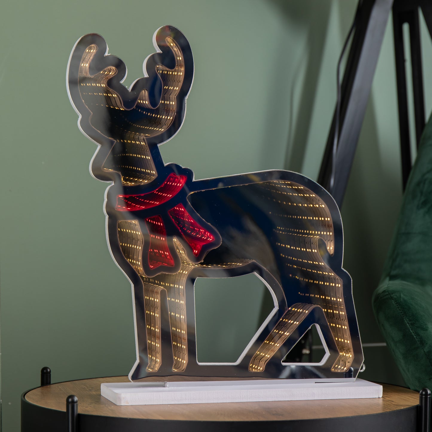 40cm Light up Reindeer Christmas Infinity Light with Red and Warm White LEDs