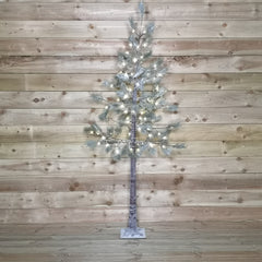 6ft (1.8m) 96 LED Indoor Outdoor Flocked Lit Green Christmas Tree in Warm White