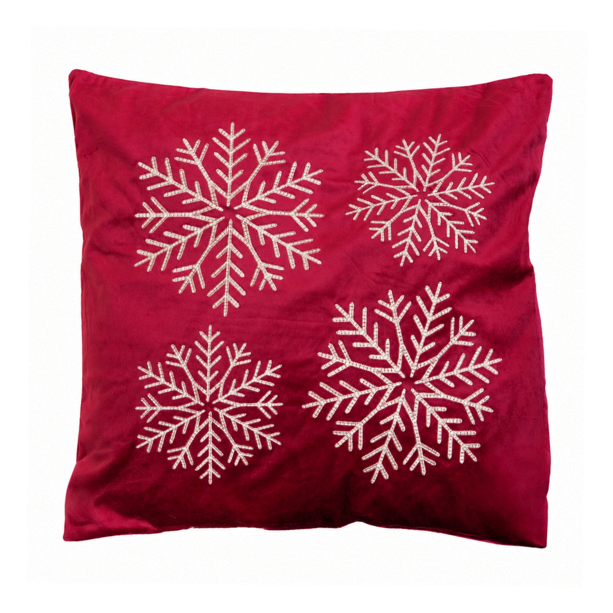 44cm Burgundy & Gold Snowflake Soft Christmas Cushion