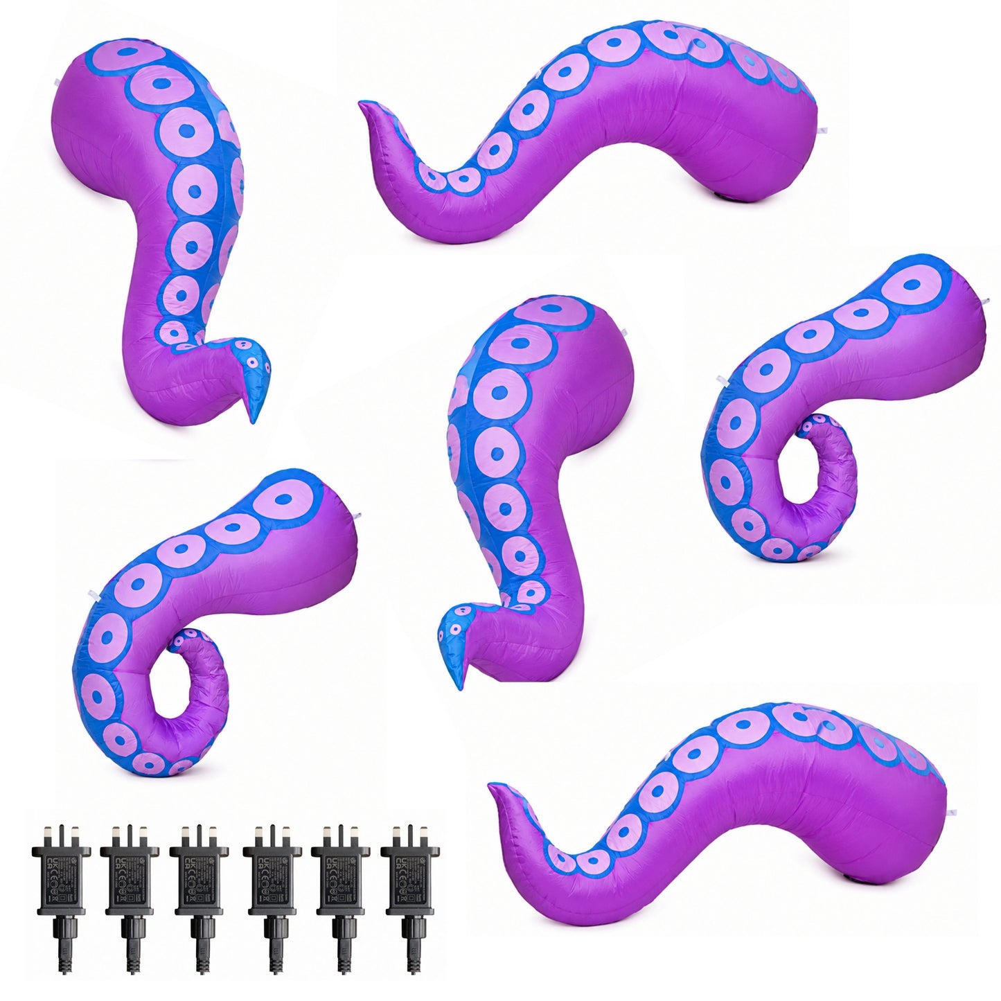 Set of 6 Light up Large Inflatable Octopus Tentacles Halloween Decoration with LEDs