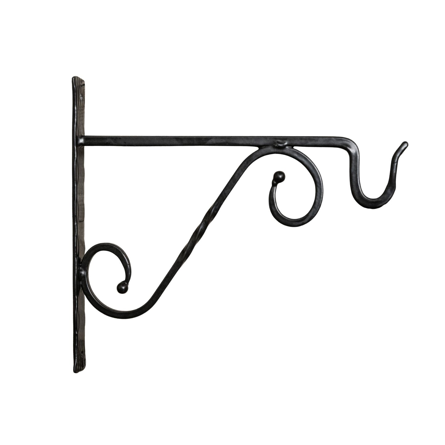 Tom Chambers Heavy Duty Handcrafted Metal 35cm Black Twisted Wall Bracket Hook For Garden Patio Hanging Basket Planter Bird Feeder