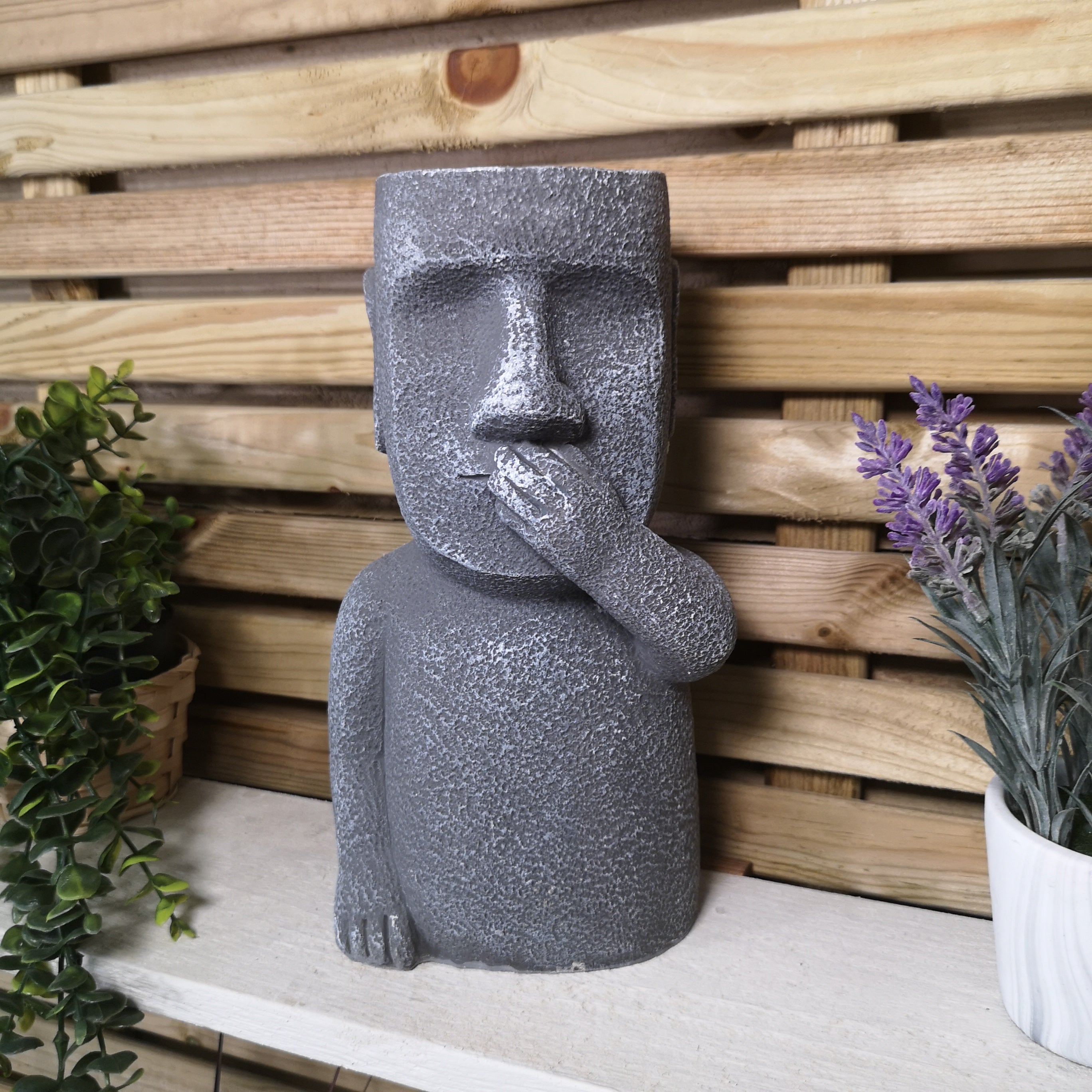 30cm Easter Island Speak No Evil Garden Patio Decoration Sculpture Plant Pot