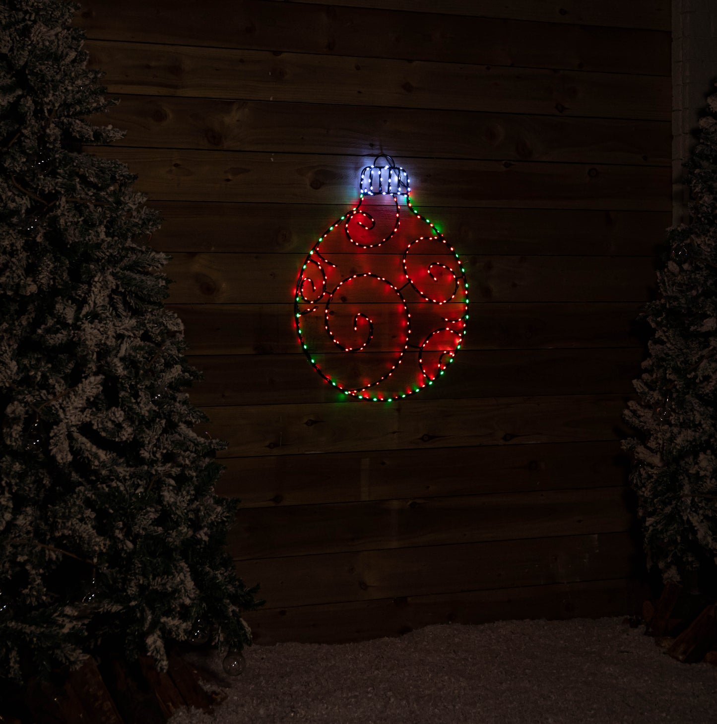 78cm Metal Hanging Christmas Bauble with 245 Static & Twinkling LEDs in Red & Green