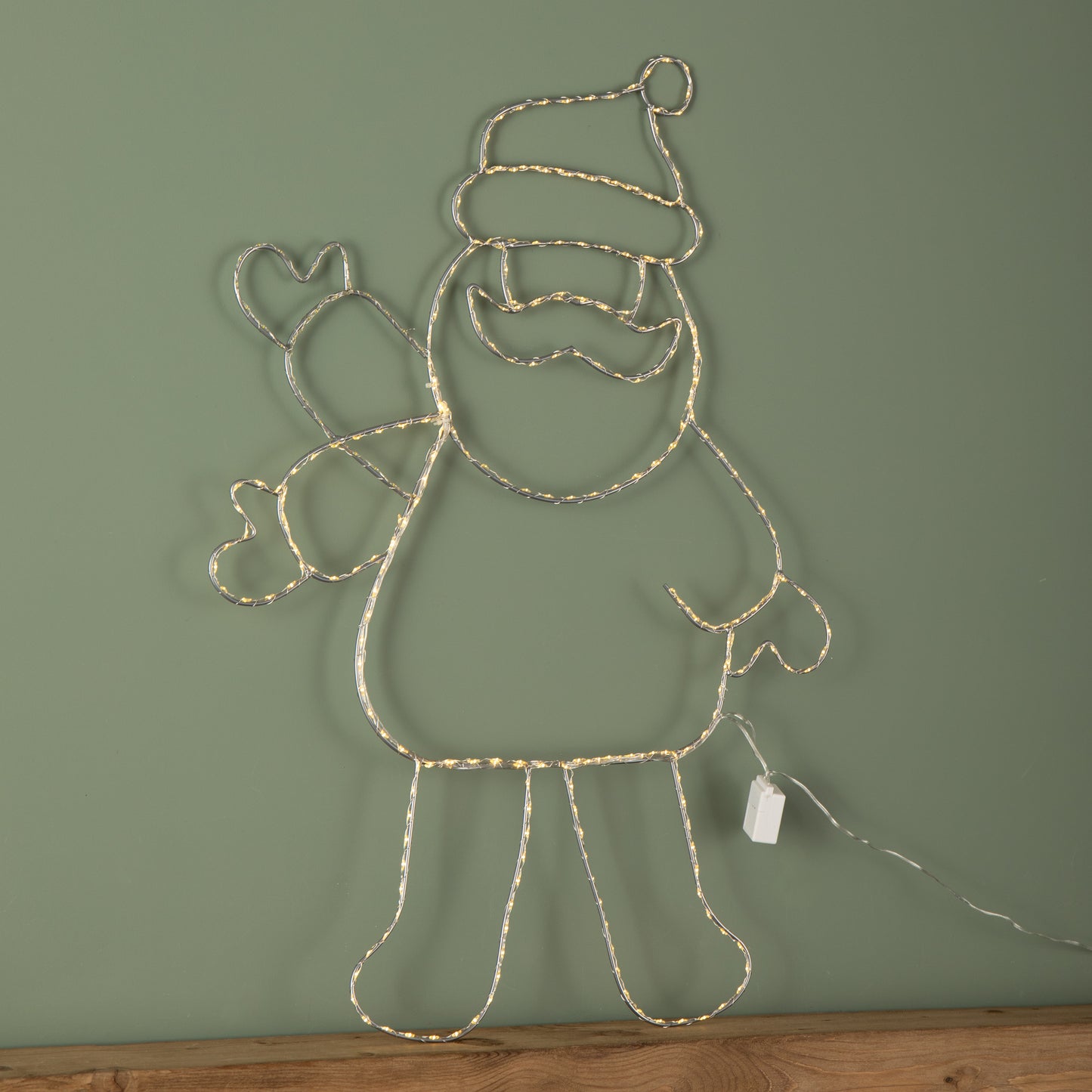 Factory Seconds: 79cm x 54cm Light up Waving Santa Christmas Silhouette with Warm White LEDs