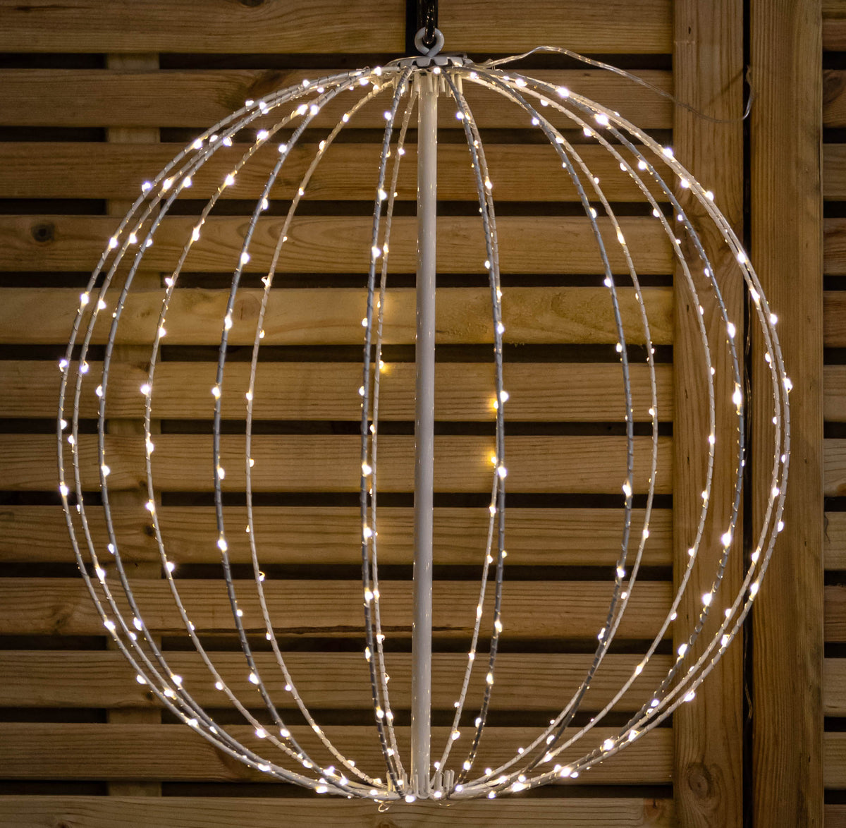 50cm White Metal Folding Christmas Ball with 256 Warm White LEDs