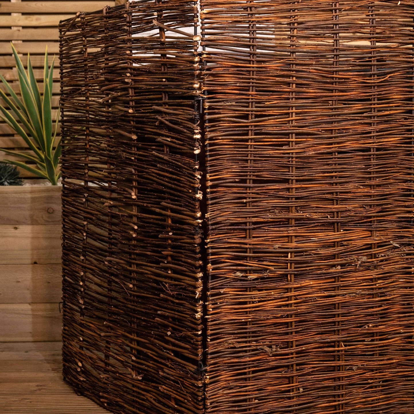 1.16m x 61cm Single Garden Patio Willow Wheelie Bin Screen Hideaway