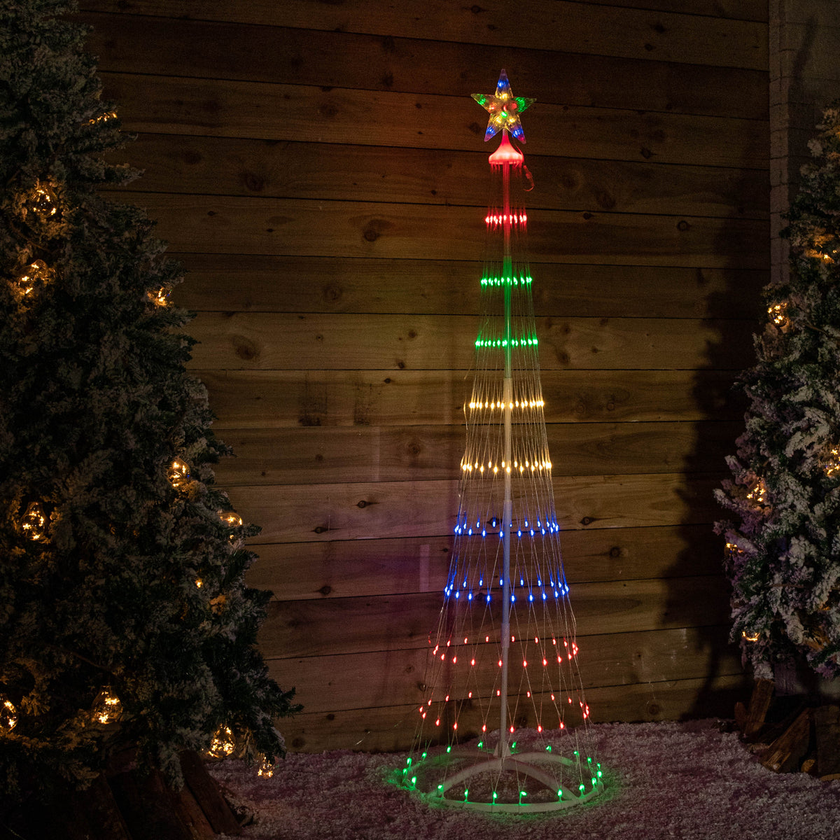 1.8m Light up Christmas Cone Tree with 220 Multi-Coloured LEDs and Timer Function