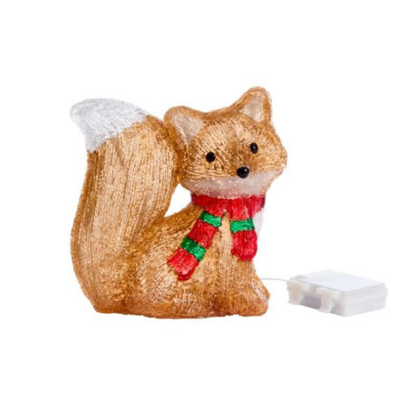 19cm Battery Operated Light up Christmas Ice Fox with 24 Cool White LEDs