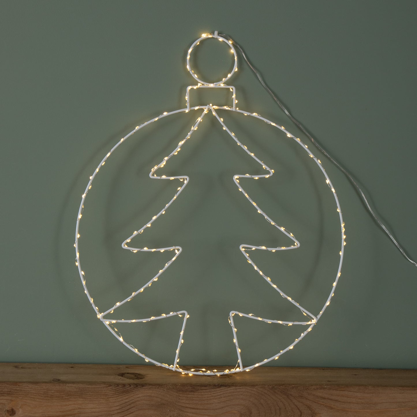 48cm x 38cm Light up Hanging Christmas Tree Bauble with 250 Warm White LEDs