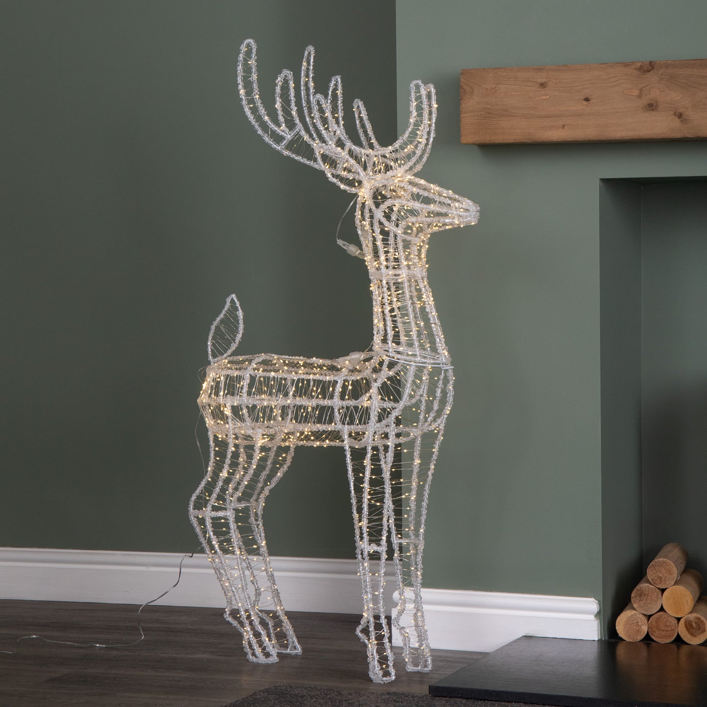 1.03m Light up Acrylic Christmas Reindeer Decoration with 1040 Warm White LEDs