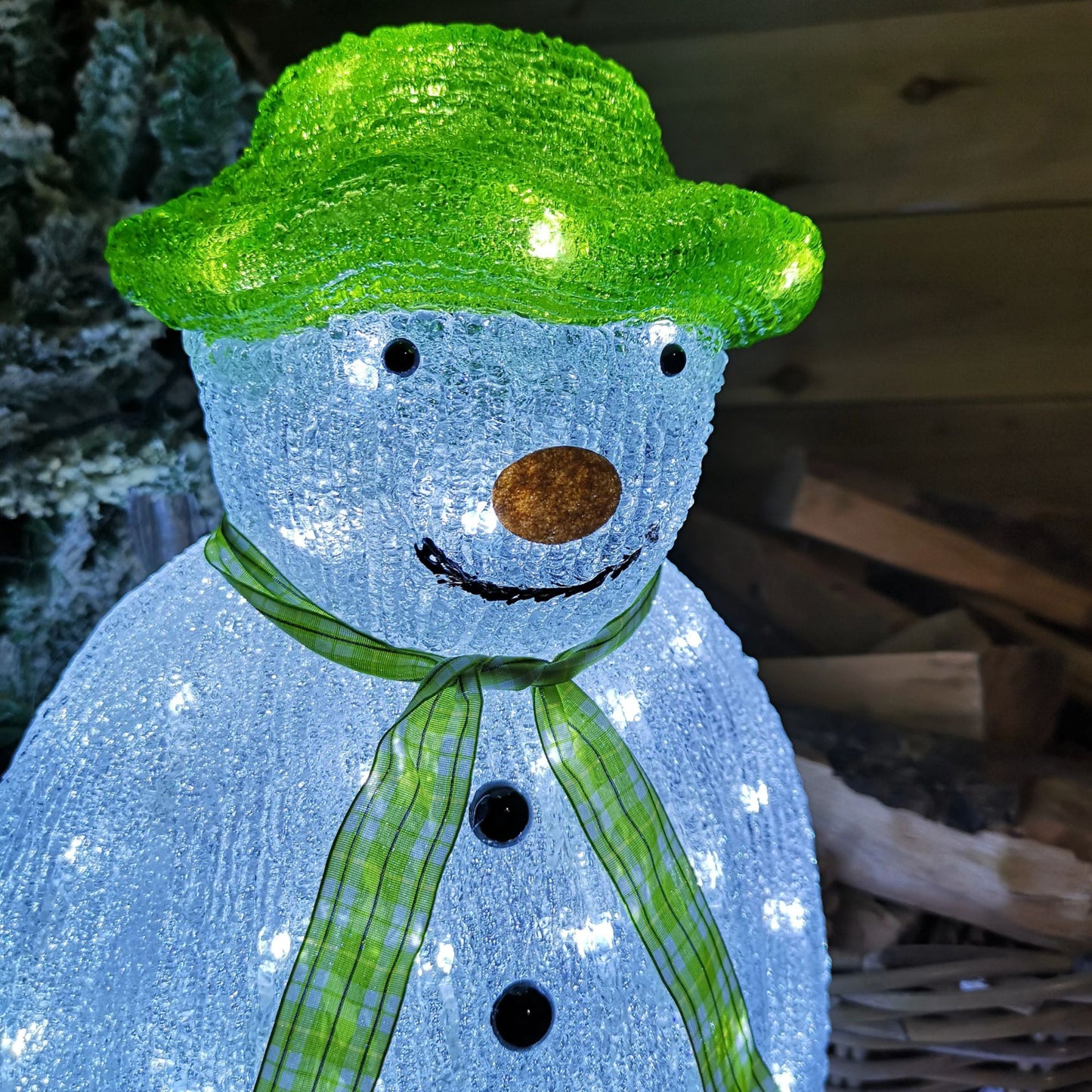 55cm Light Up Acrylic Snowman Christmas Decoration with 100 Ice White LEDs