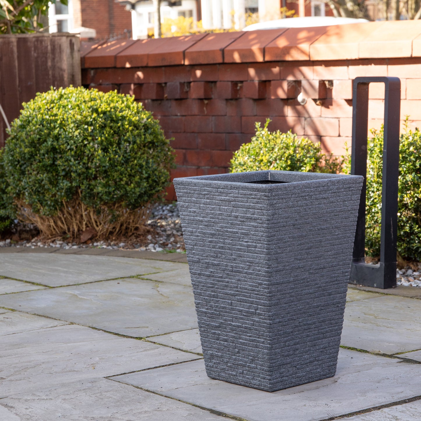 45cm Tall Plastic Ash Grey Slate Effect Garden Patio Trough