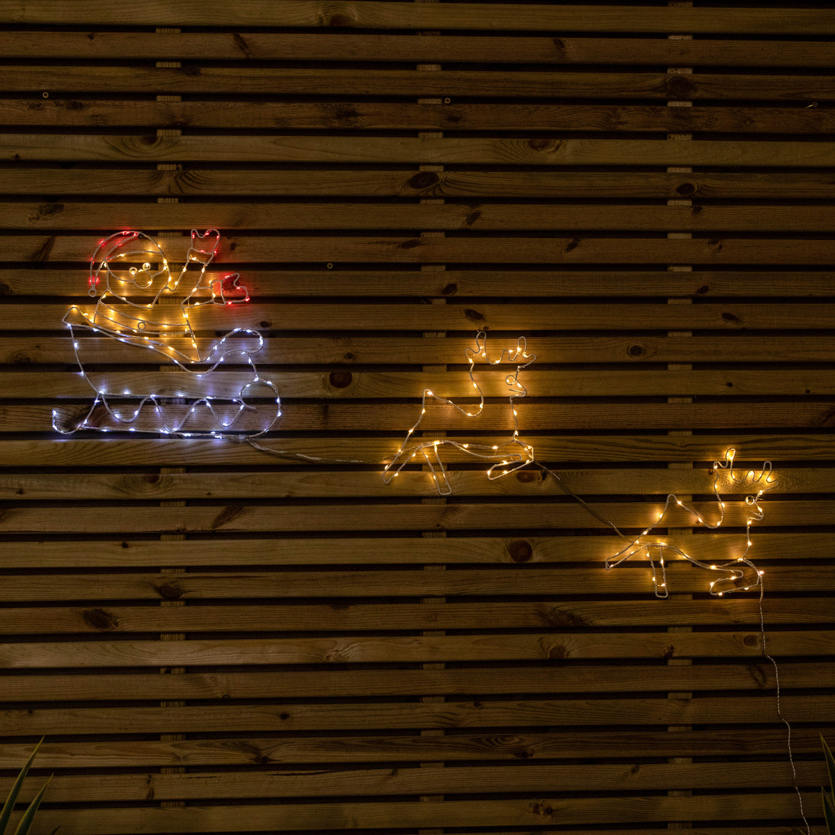 2D LED Sleigh & Reindeer Silhouette Christmas Decoration in Red, Ice White and Warm White