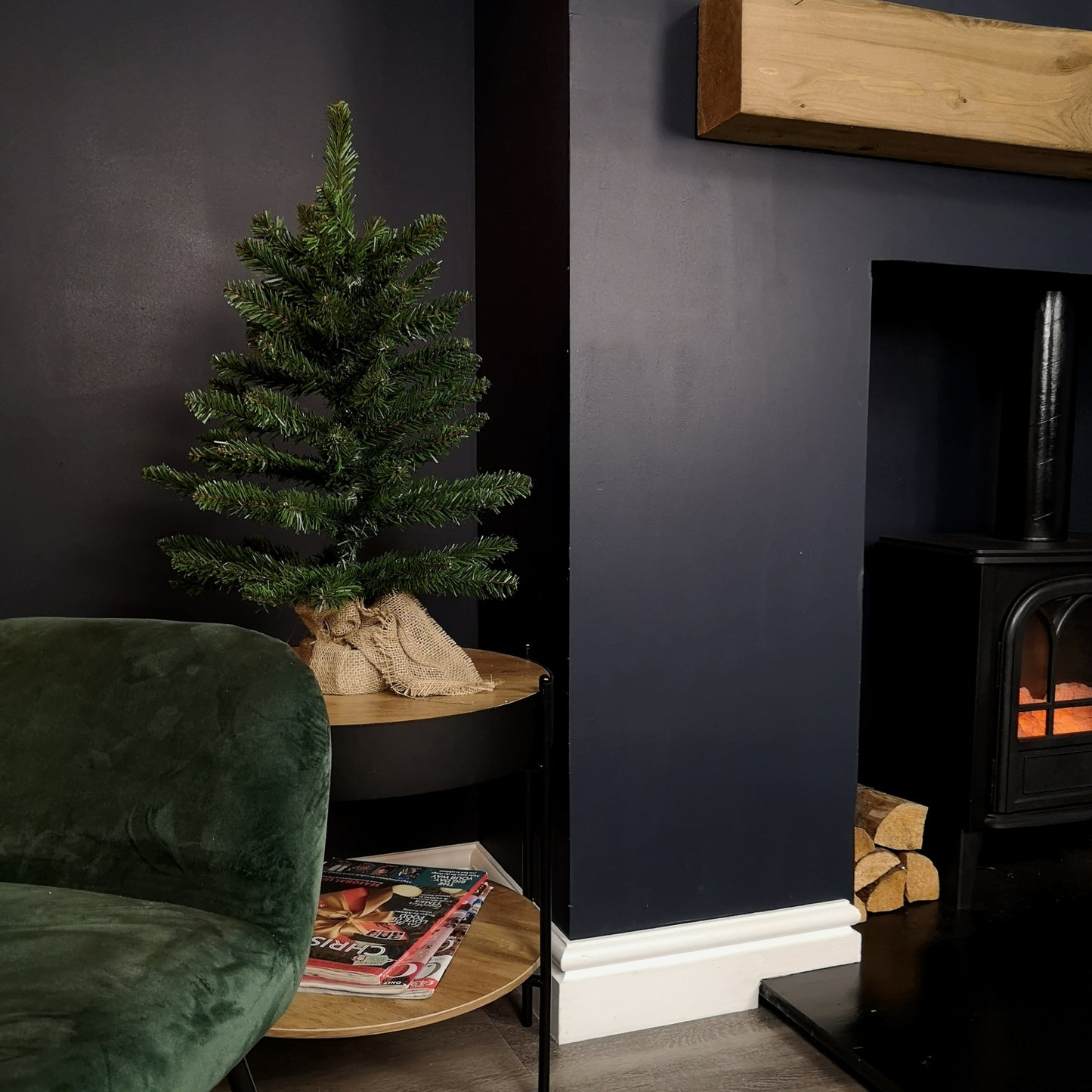 60cm Mini Richmond Christmas Tree in a Burlap Base with 72 Tips