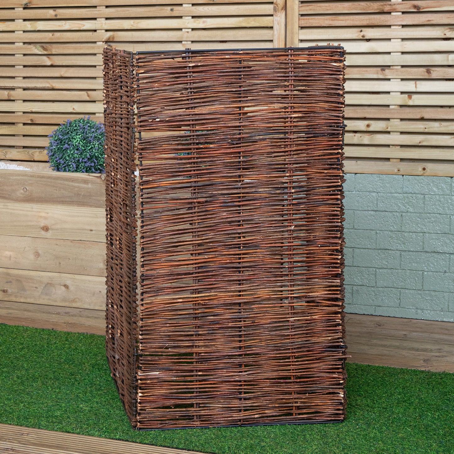 1.16m x 61cm Single Garden Patio Willow Wheelie Bin Screen Hideaway