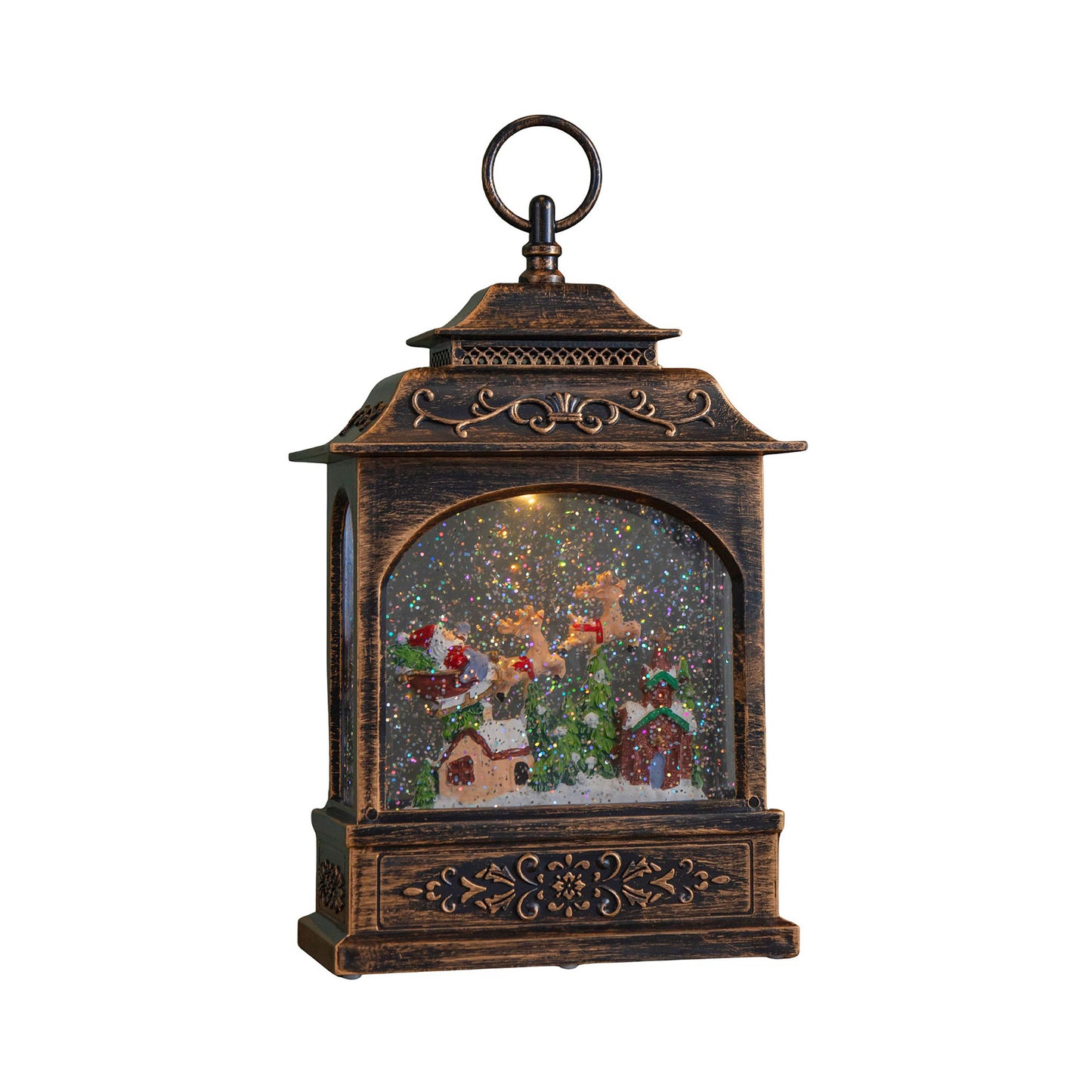 28cm Bronze Light up Christmas Santa Water Spinner with Warm White LEDs and Timer Function