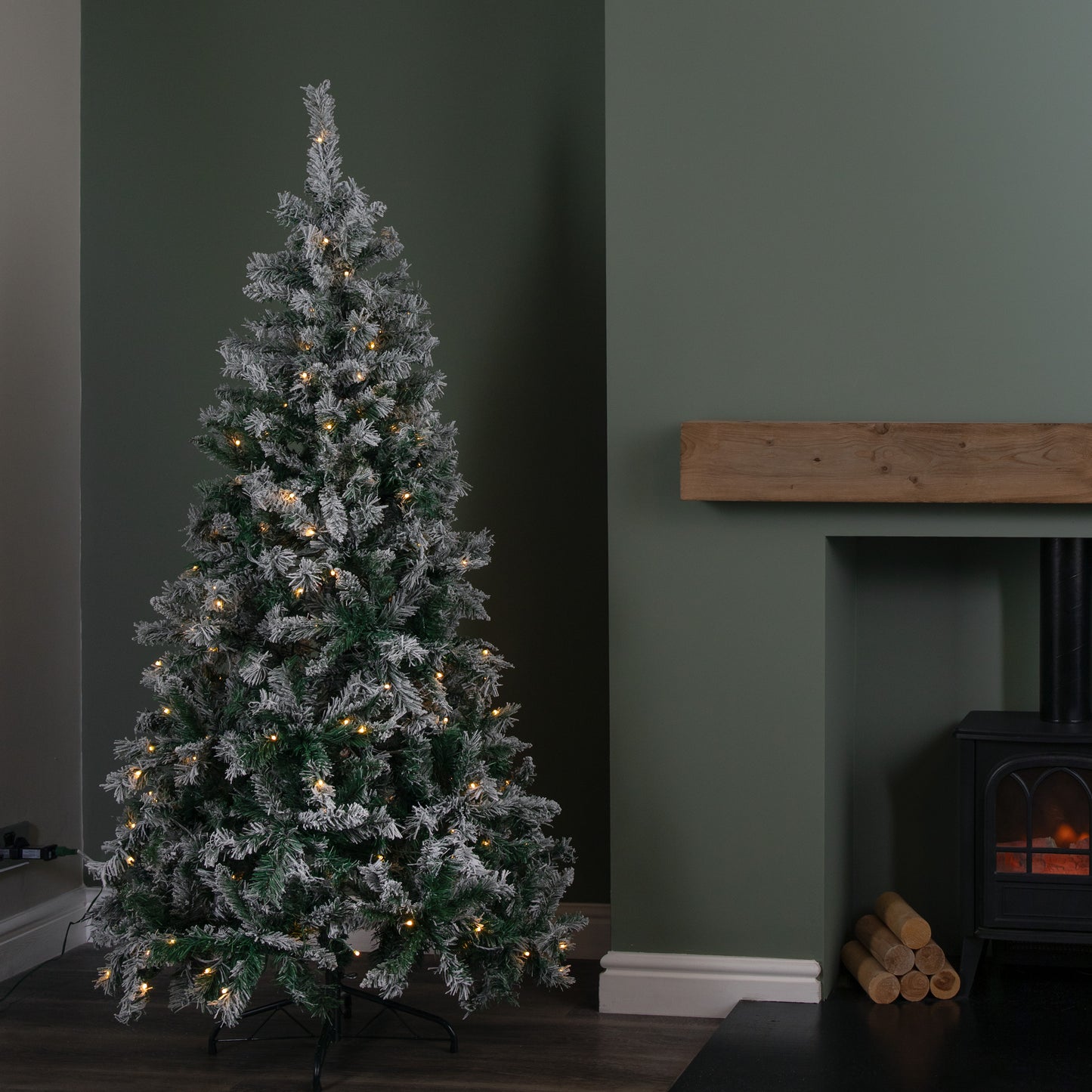 6ft (1.80m) Light up Prelit Snow Flocked Arbor Spruce Christmas Tree with 150 Colour Changing LEDs