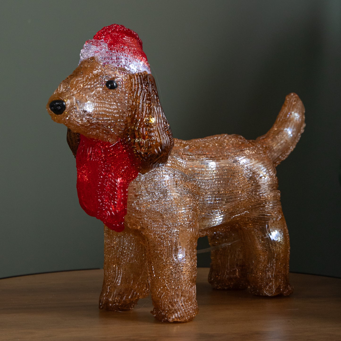 25cm Battery Operated Light up Christmas Ice Dachshund with 30 Cool White LEDs