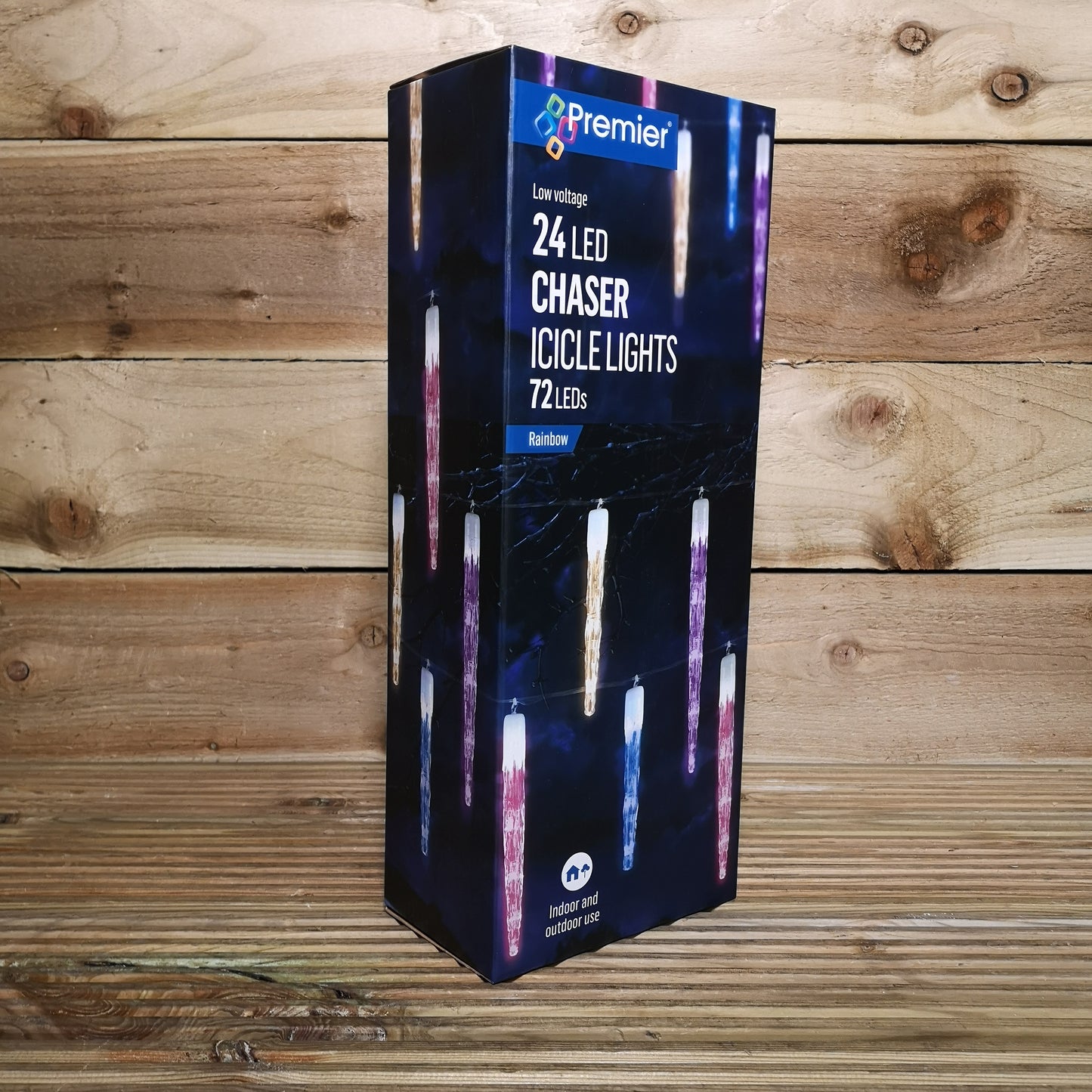 Factory Seconds: 72 LED 6.9m 24 Indoor Outdoor Icicle Shape Christmas Chaser Lights in Rainbow