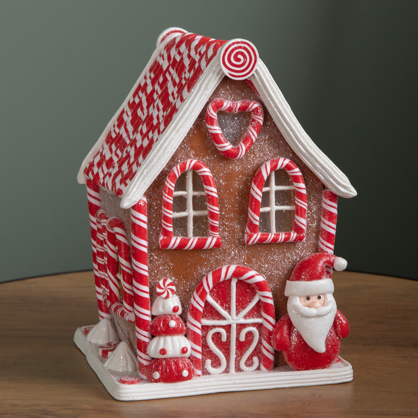 20cm Battery Operated LED Gingerbread Santa Candy Cabin Christmas Decoration