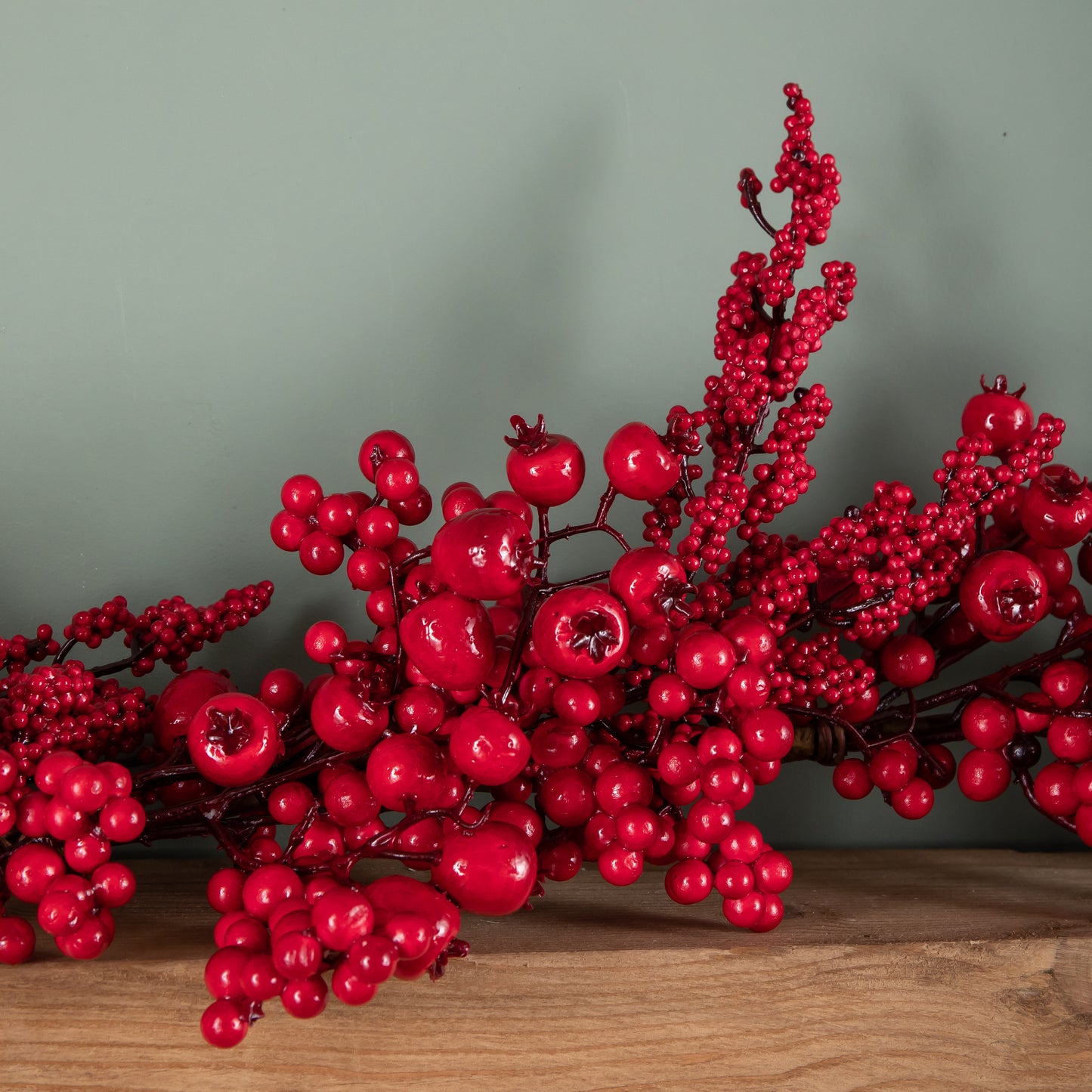 1.8m Red Plastic Berry Burst Christmas Garland