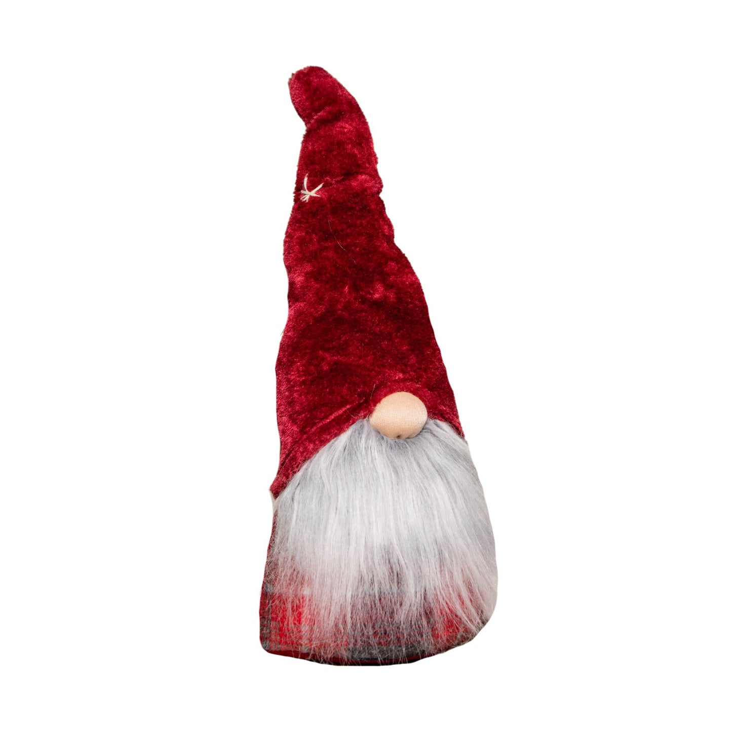 48cm Red Tartan Sitting Christmas Gonk with Snowflake Hat